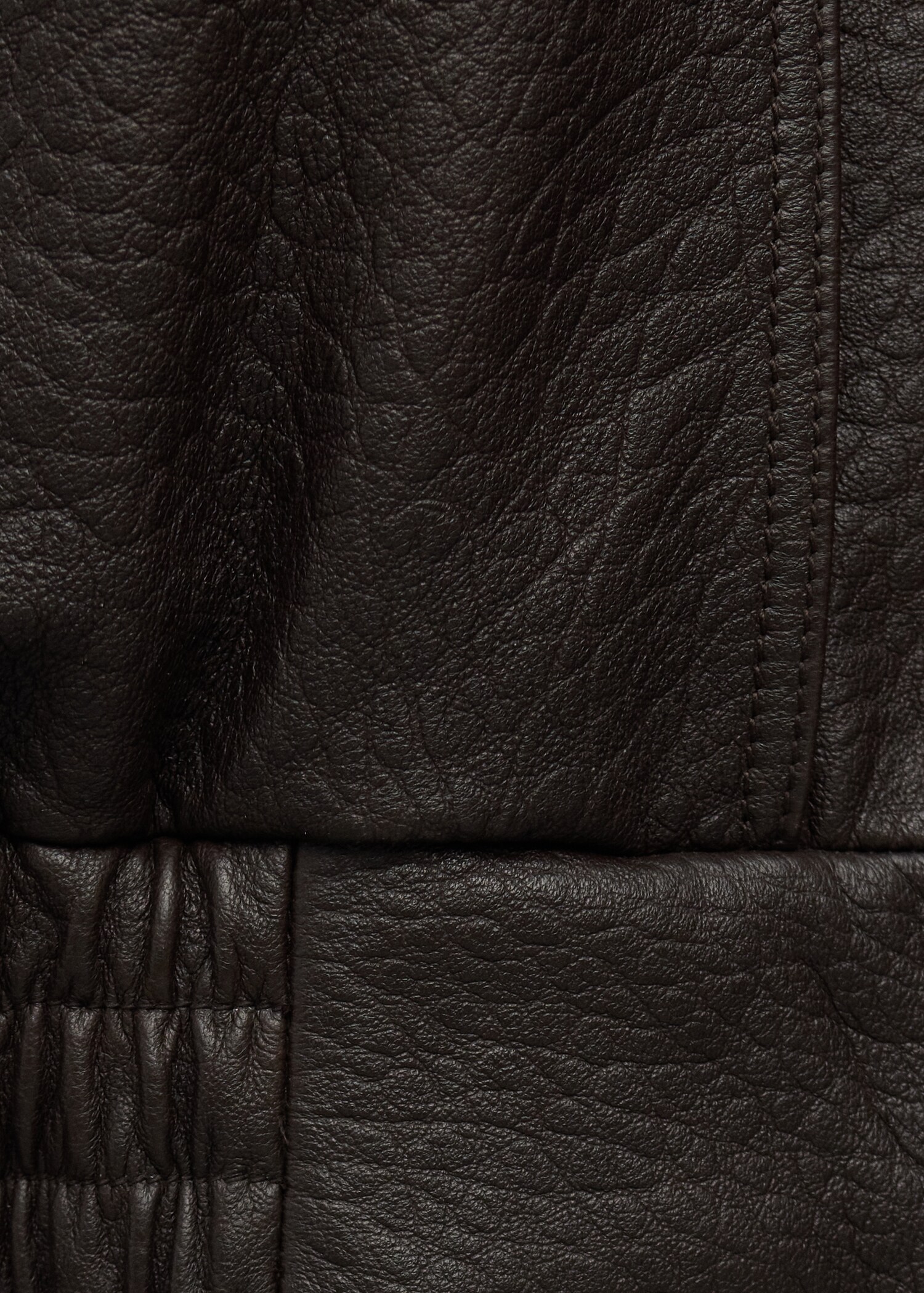100% leather oversized funnel neck jacket - Details of the article 0