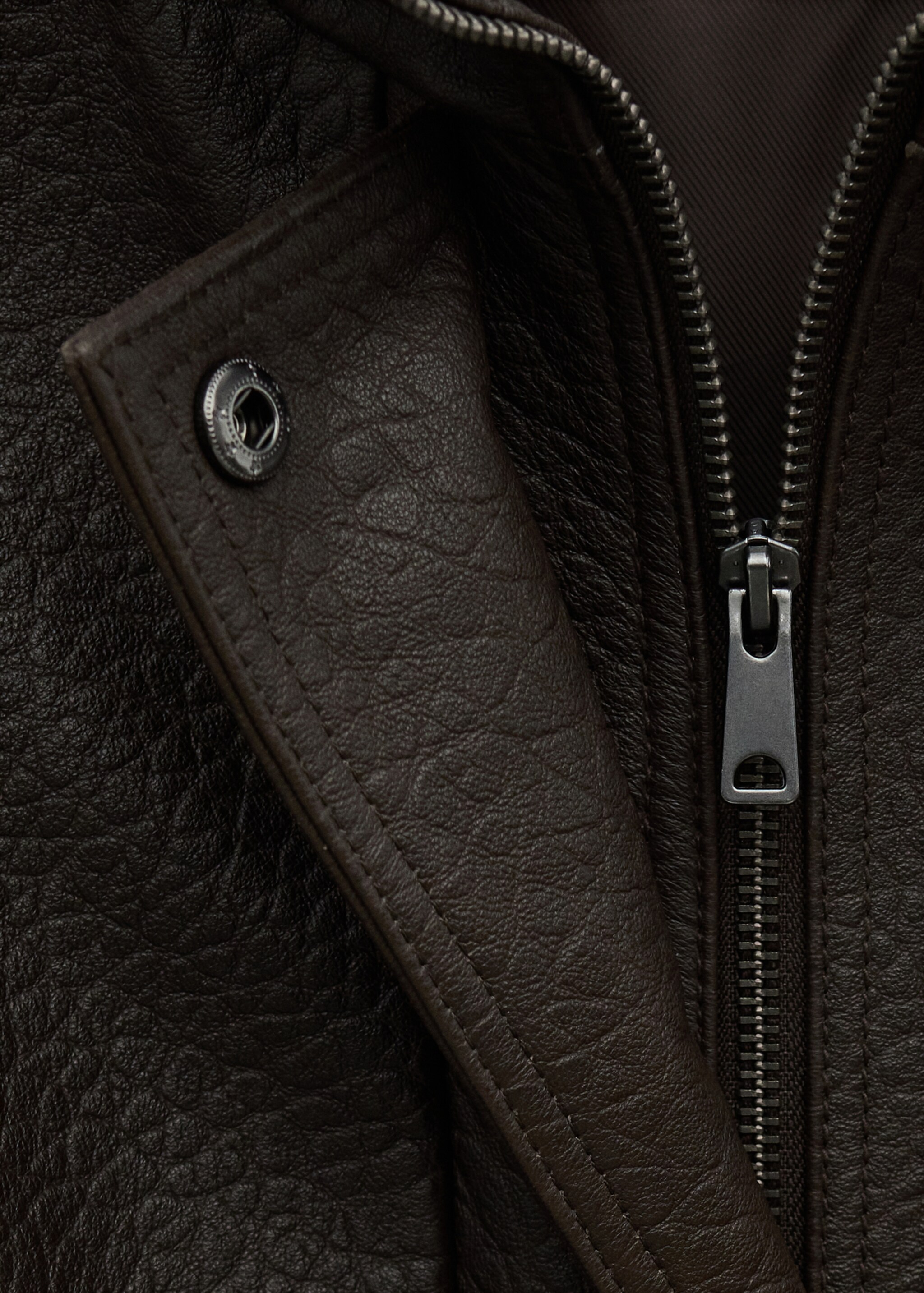 Oversized leather jacket - Details of the article 0, Brown. Ref: 27054773-04.