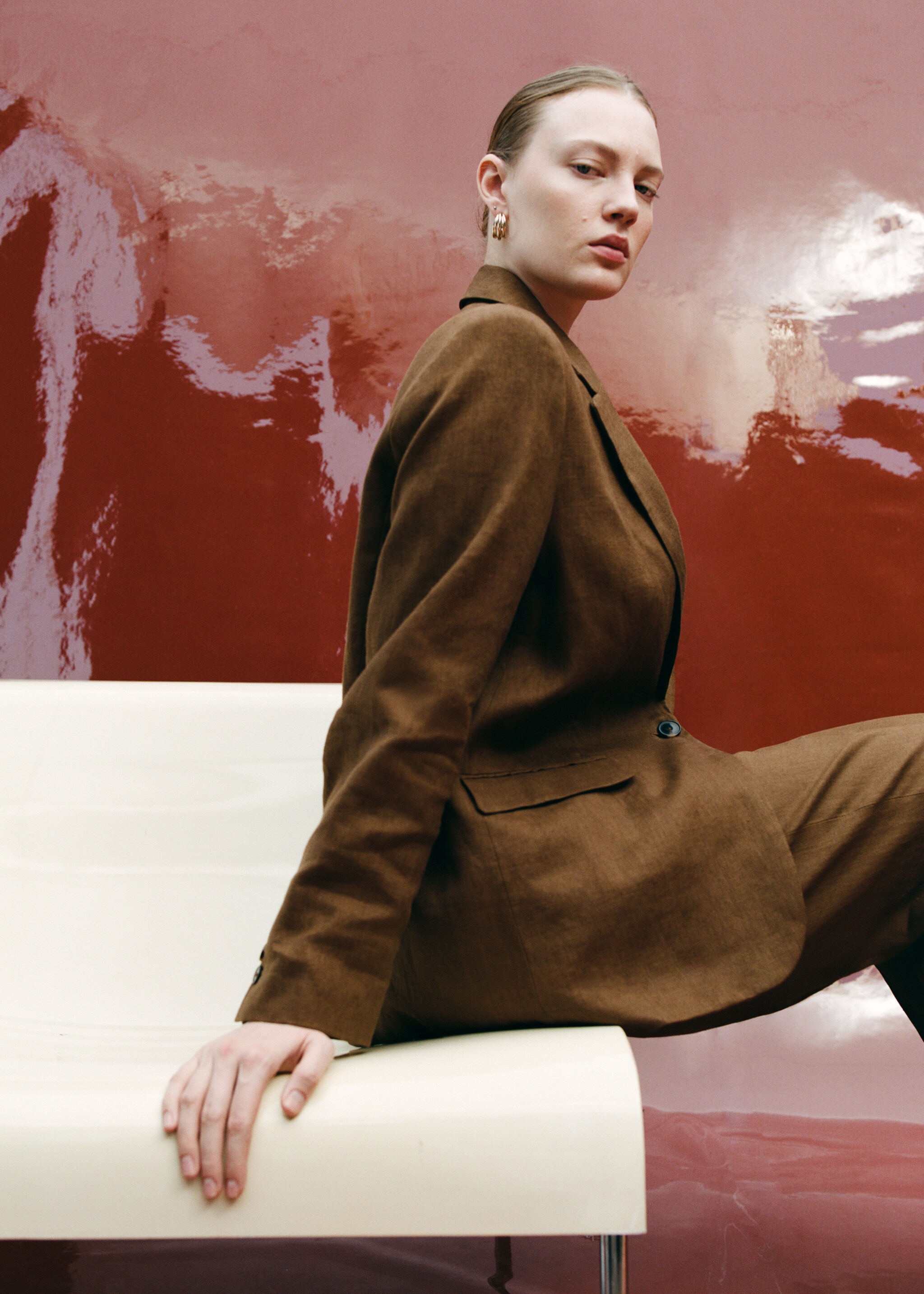 Blazer traje lino - Detalle del artículo 6, Marrón. Ref: 27057156-04.