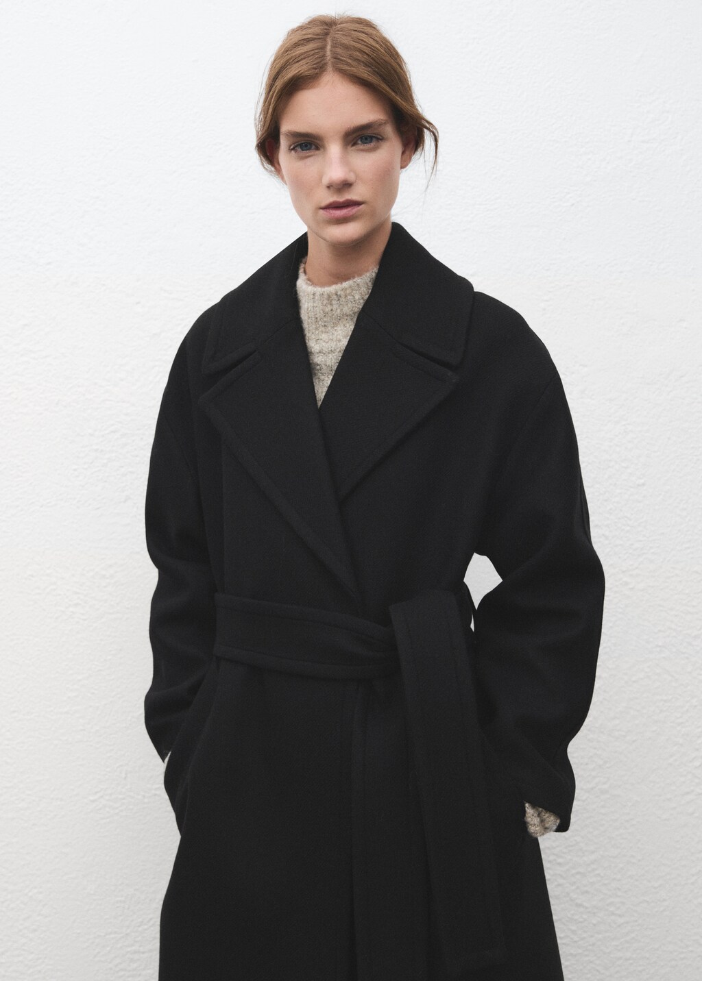 Handmade wool coat with belt