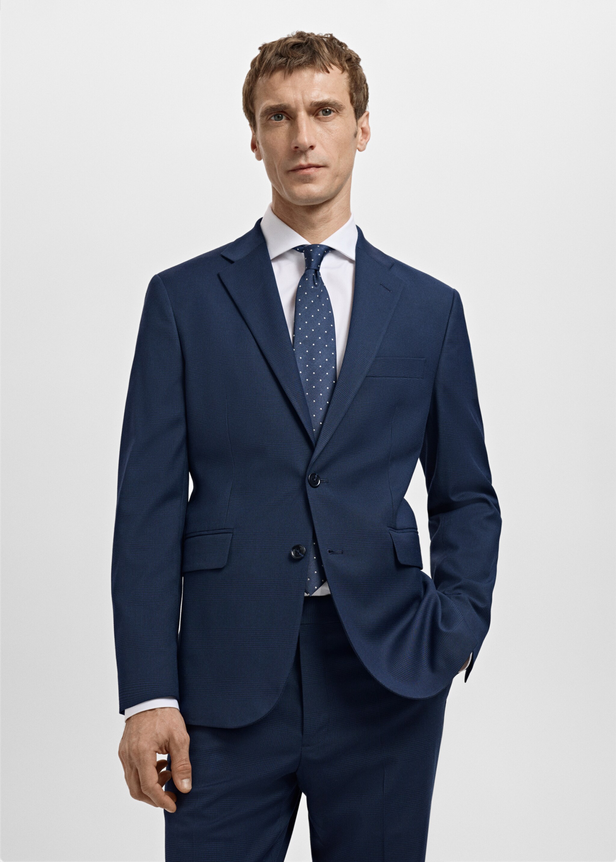 Americana traje Milán slim fit - Plano medio, Azul marino oscuro. Ref: 27061222-01.