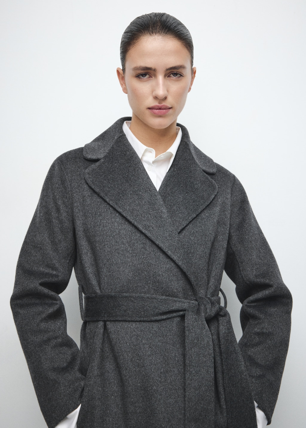 Handmade wool coat with belt