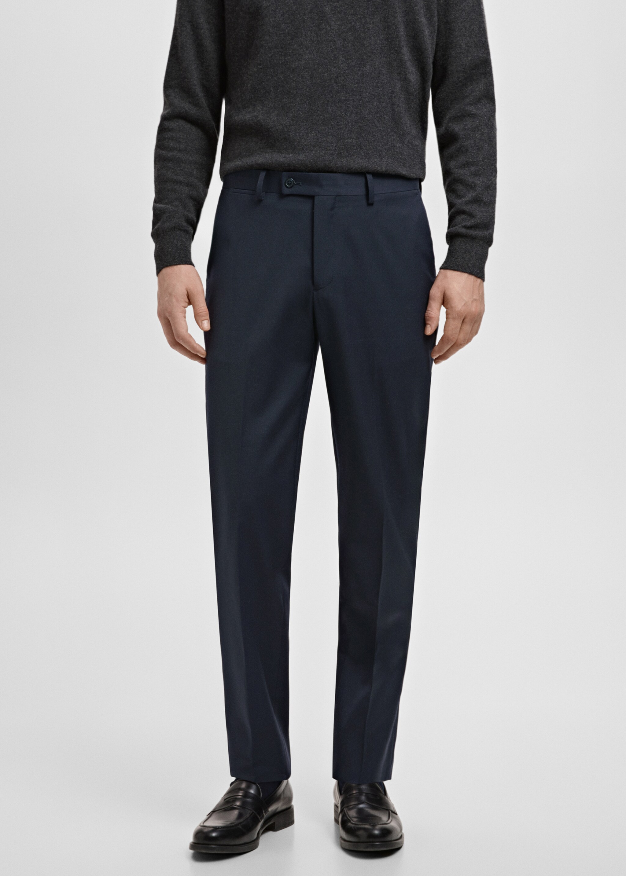 Turin 100% wool suit trousers - Medium plane, Navy. Ref: 27061270-01.