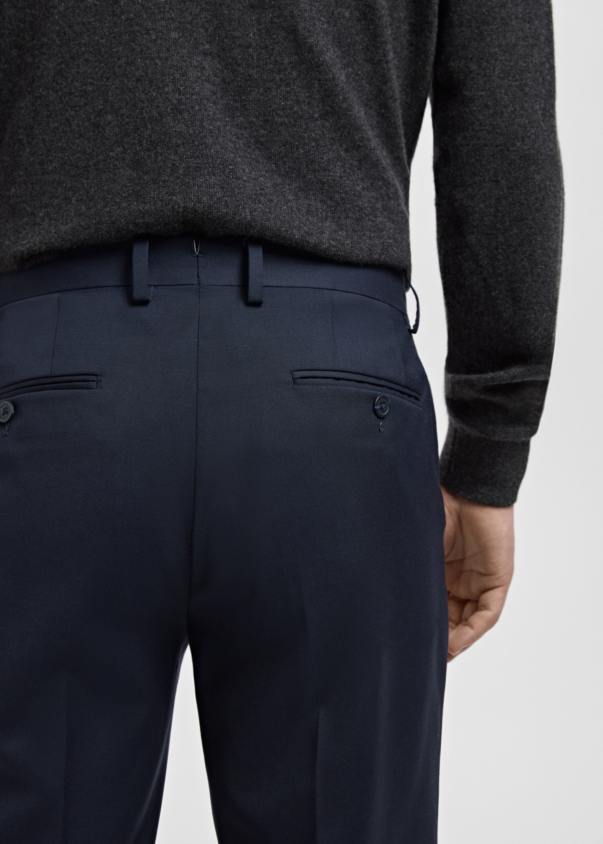 Turin 100% wool suit trousers - Details of the article 2, Navy. Ref: 27061270-01.