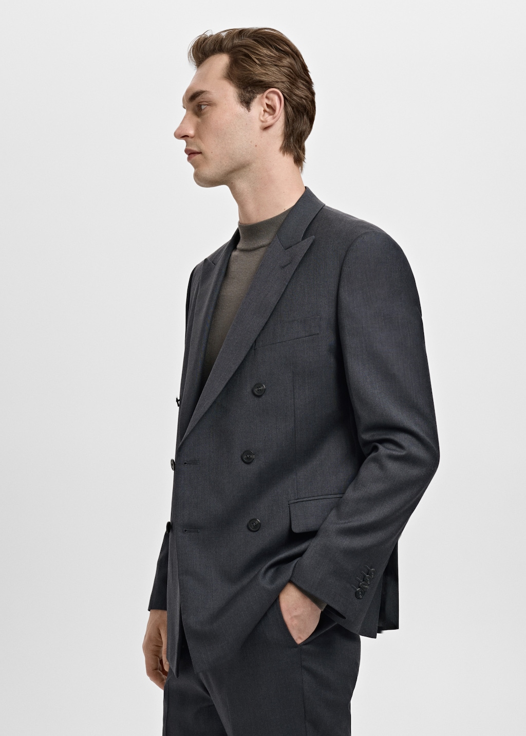 Turin 100% wool double-breasted suit jacket