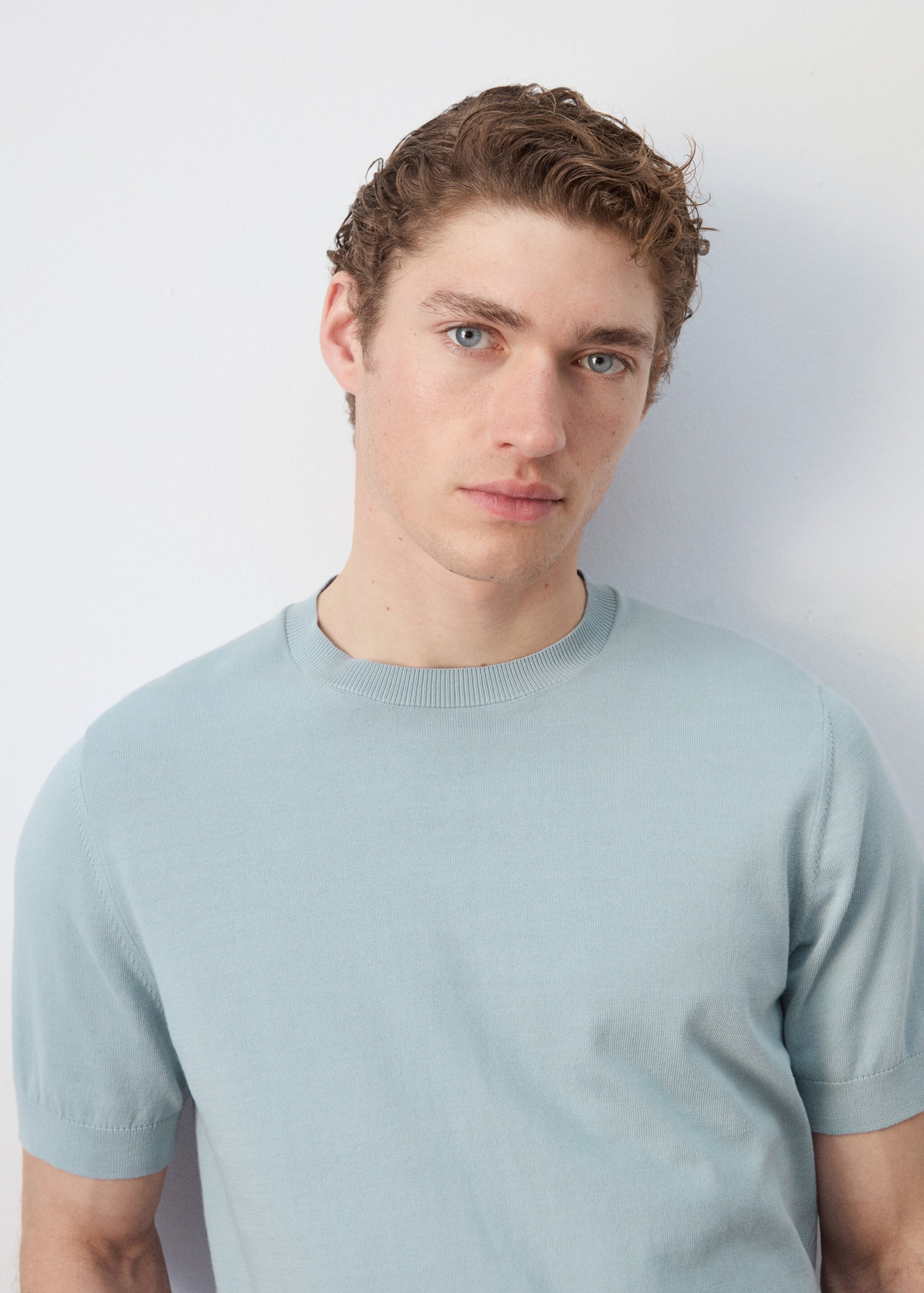 T-shirt maille fine 100 % coton - Détail de l'article 1, Vert d´eau. Ref: 27061281-01.