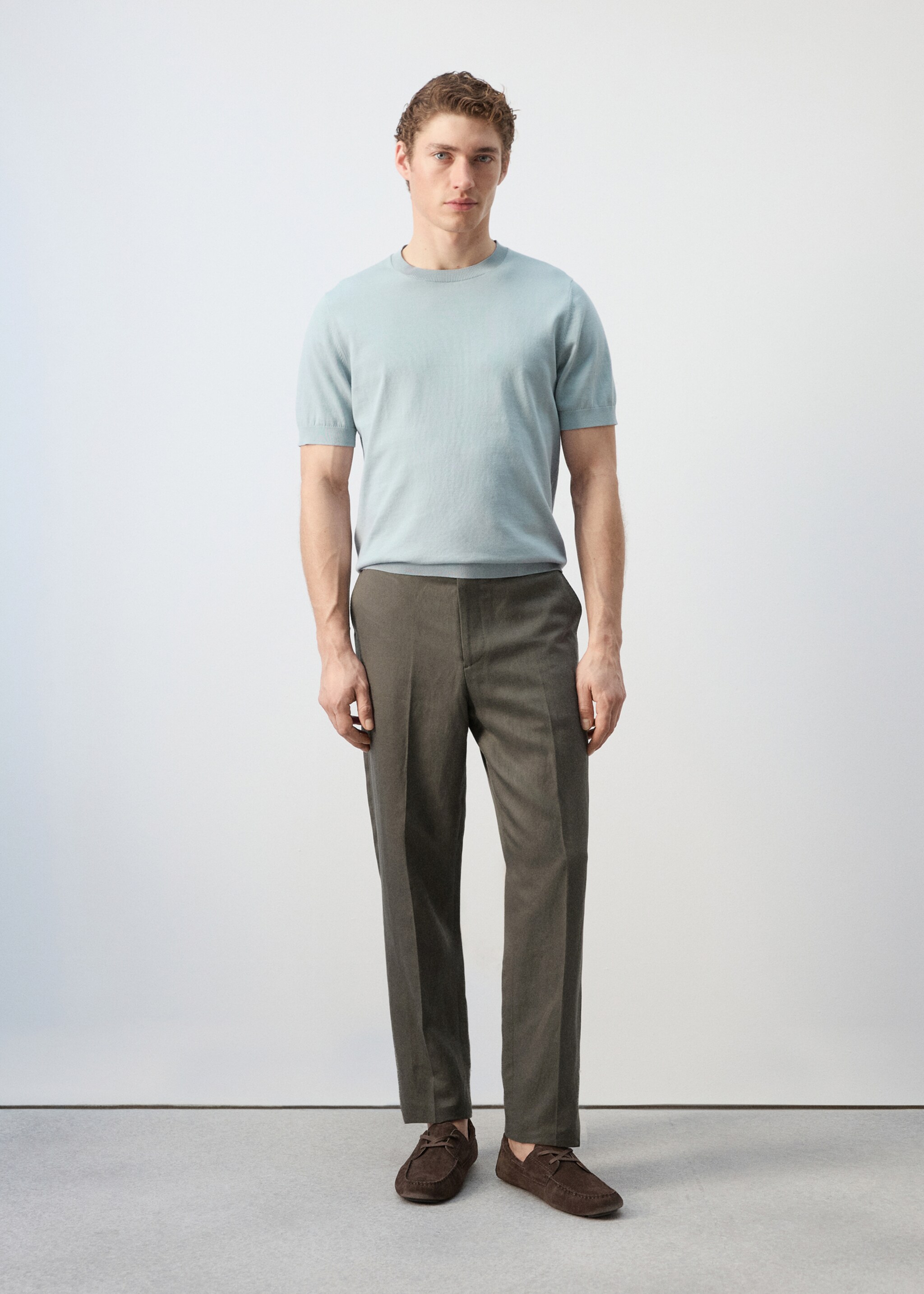 T-shirt maille fine 100 % coton - Plan général, Vert d´eau. Ref: 27061281-01.