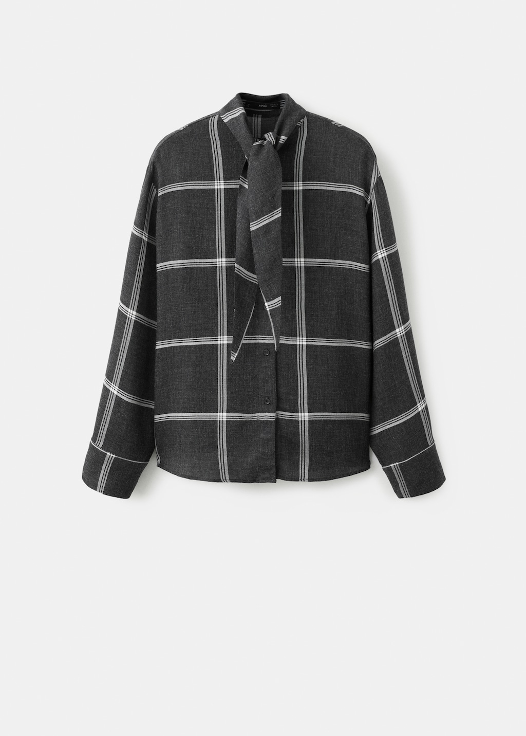 Blouse with check pattern and foulard collar