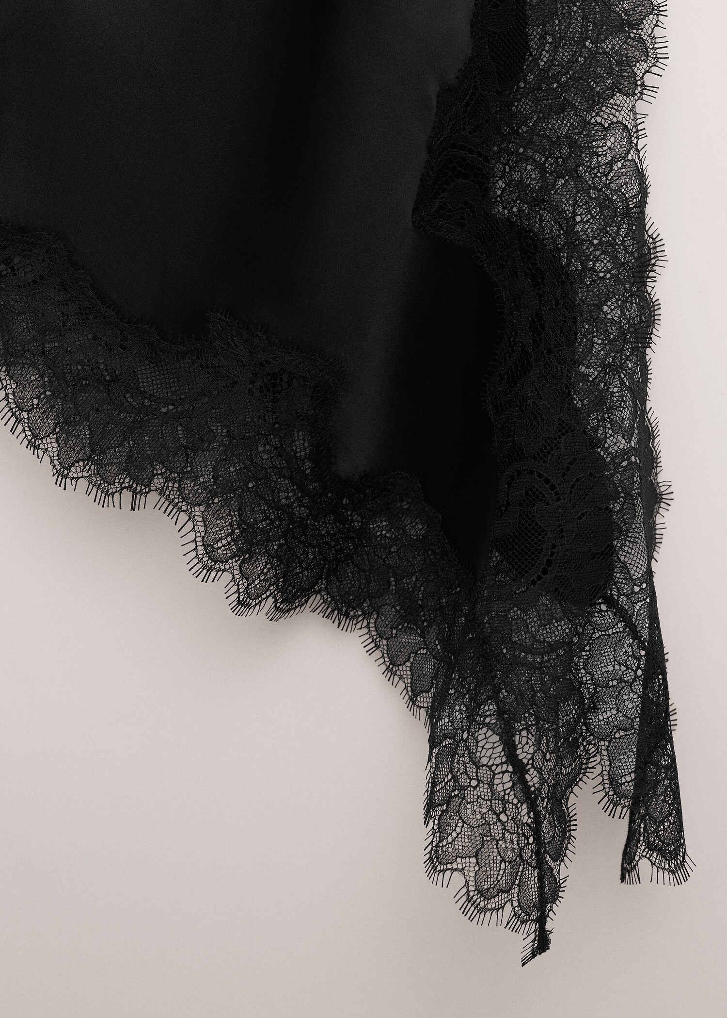 缎面不对称蕾丝迷你裙 - null