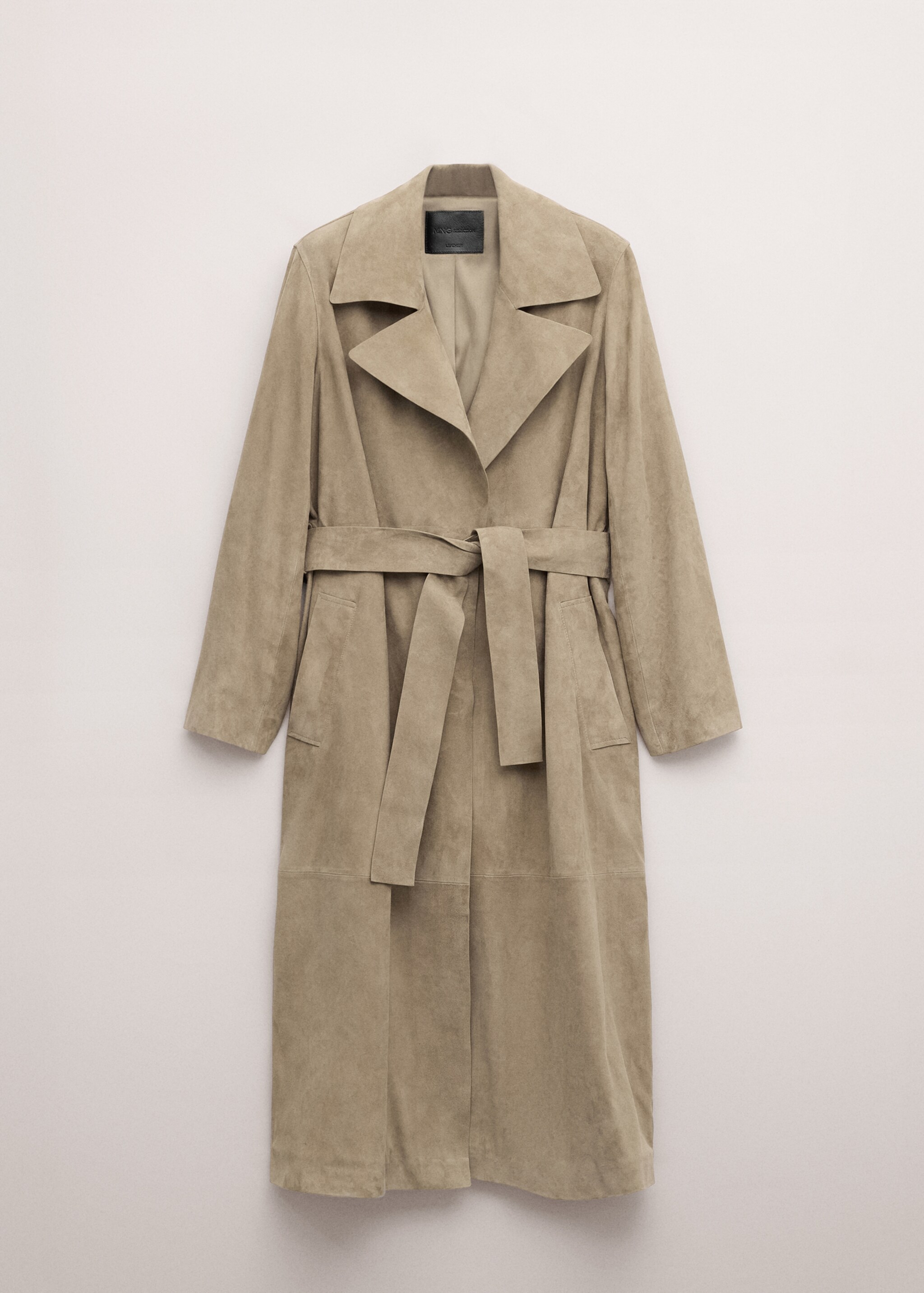 Long suede trench coat with belt - Article without model, Medium Brown. Ref: 27064433-03.