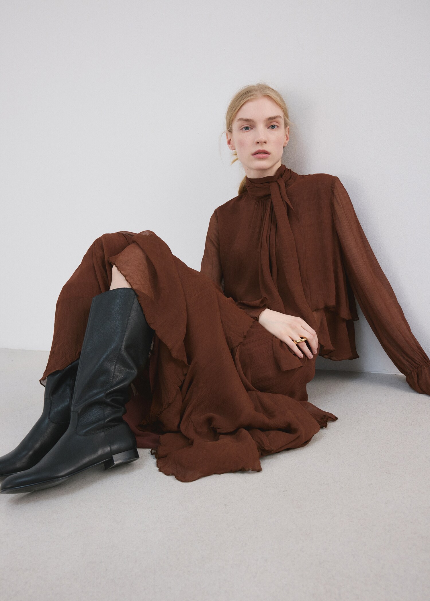 Ruffled chiffon skirt - Details of the article 2