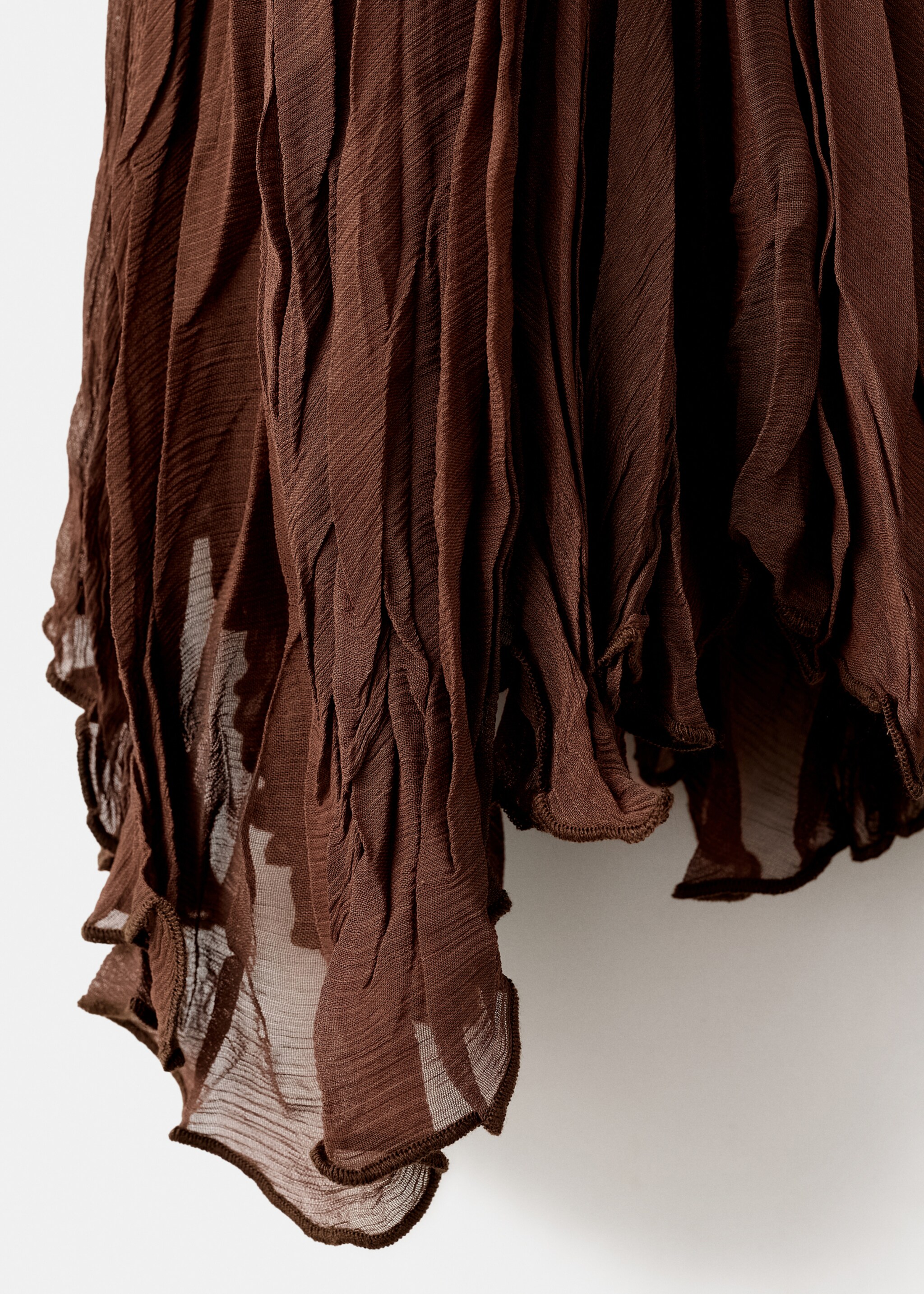 Ruffled chiffon skirt - Details of the article 8, Brown. Ref: 27064446-01.