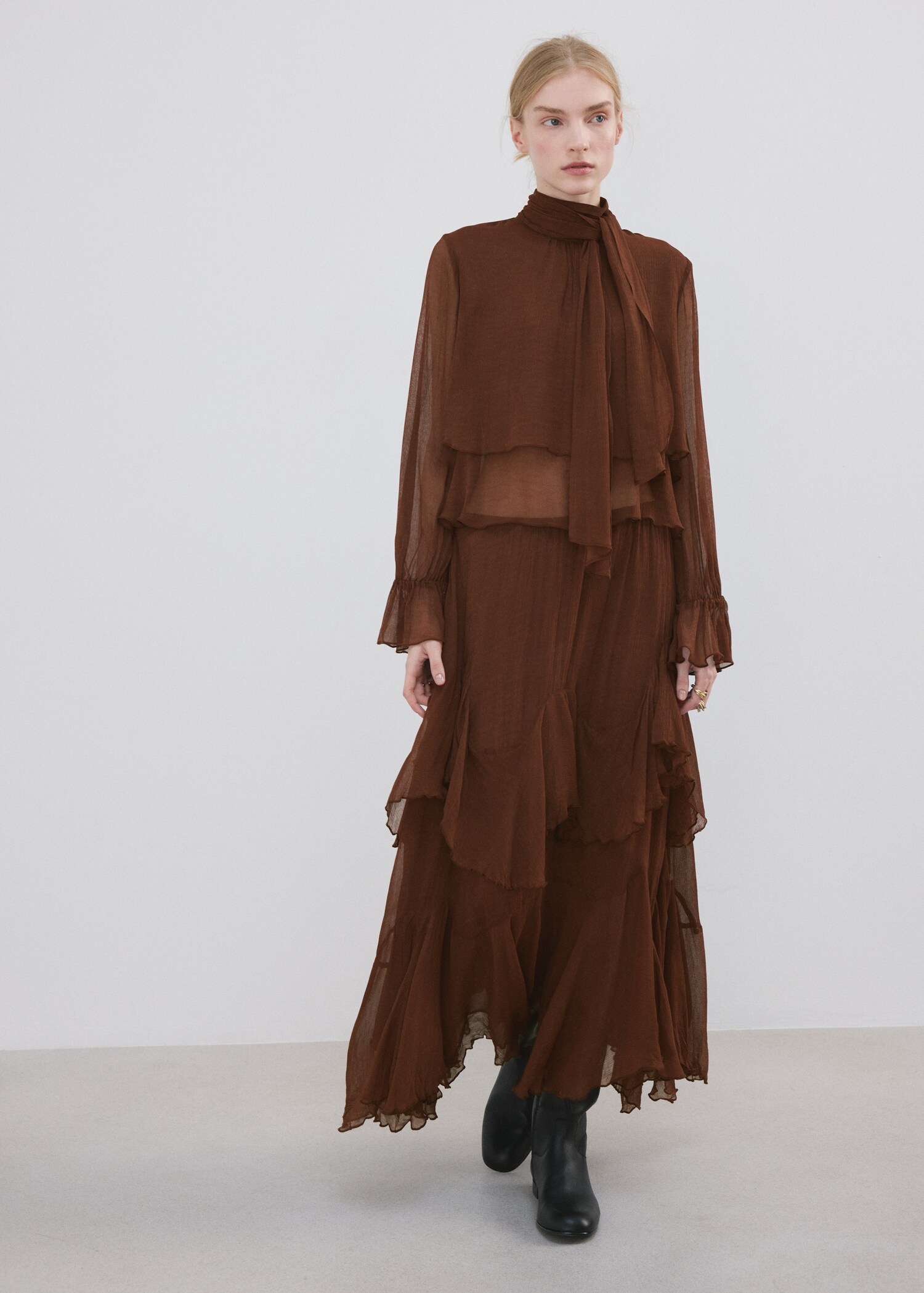 Ruffled chiffon skirt - General plane