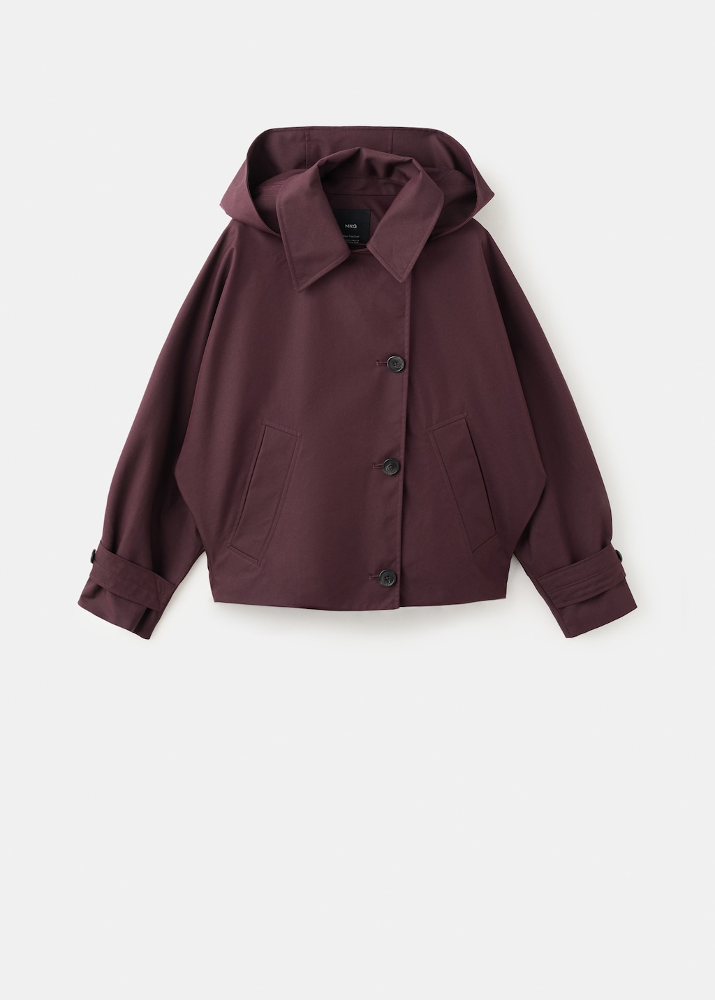Mango Short double-breasted trench coat with hood