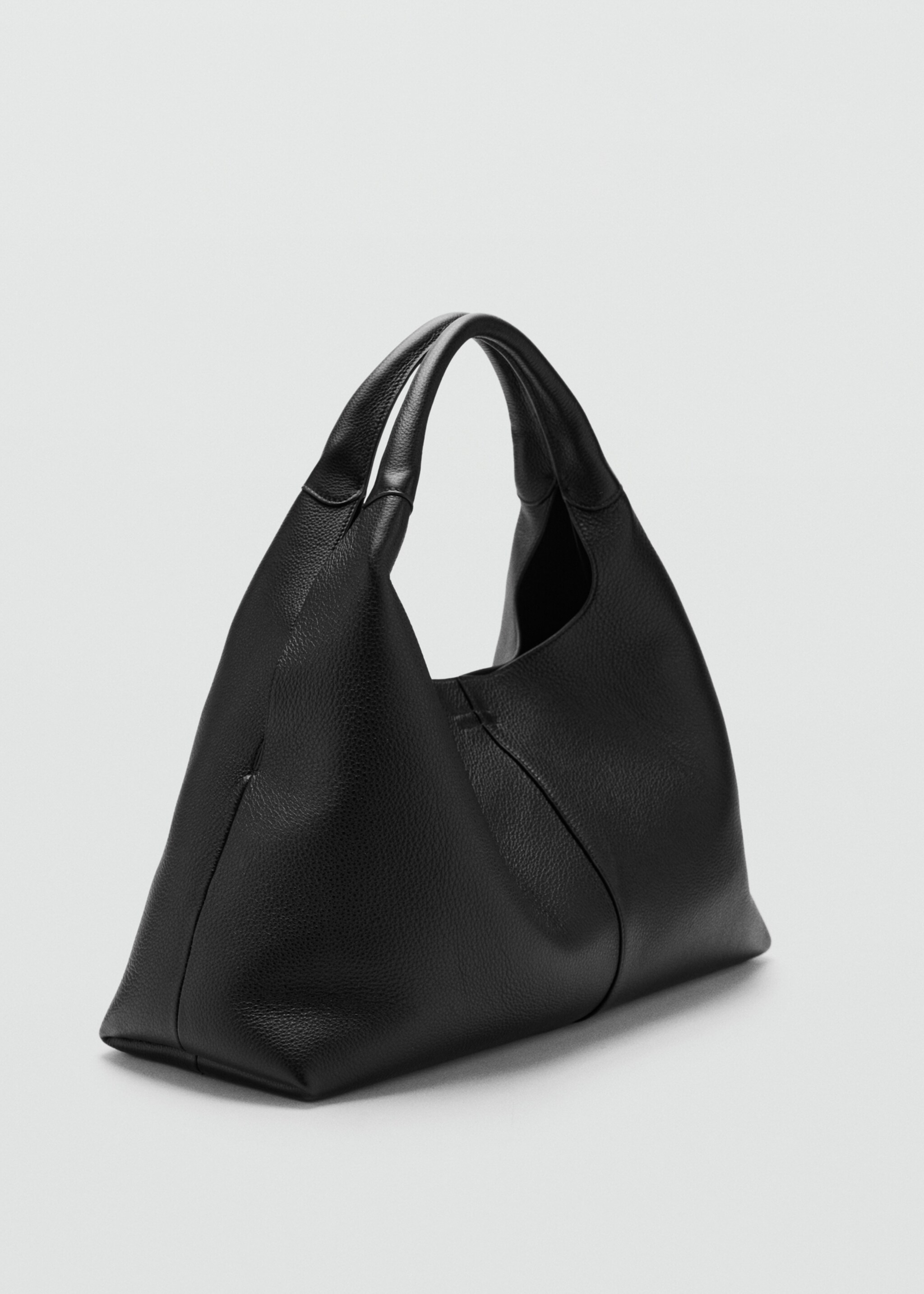 Stitched leather shoulder bag - Medium plane, Black. Ref: 27064788-07.