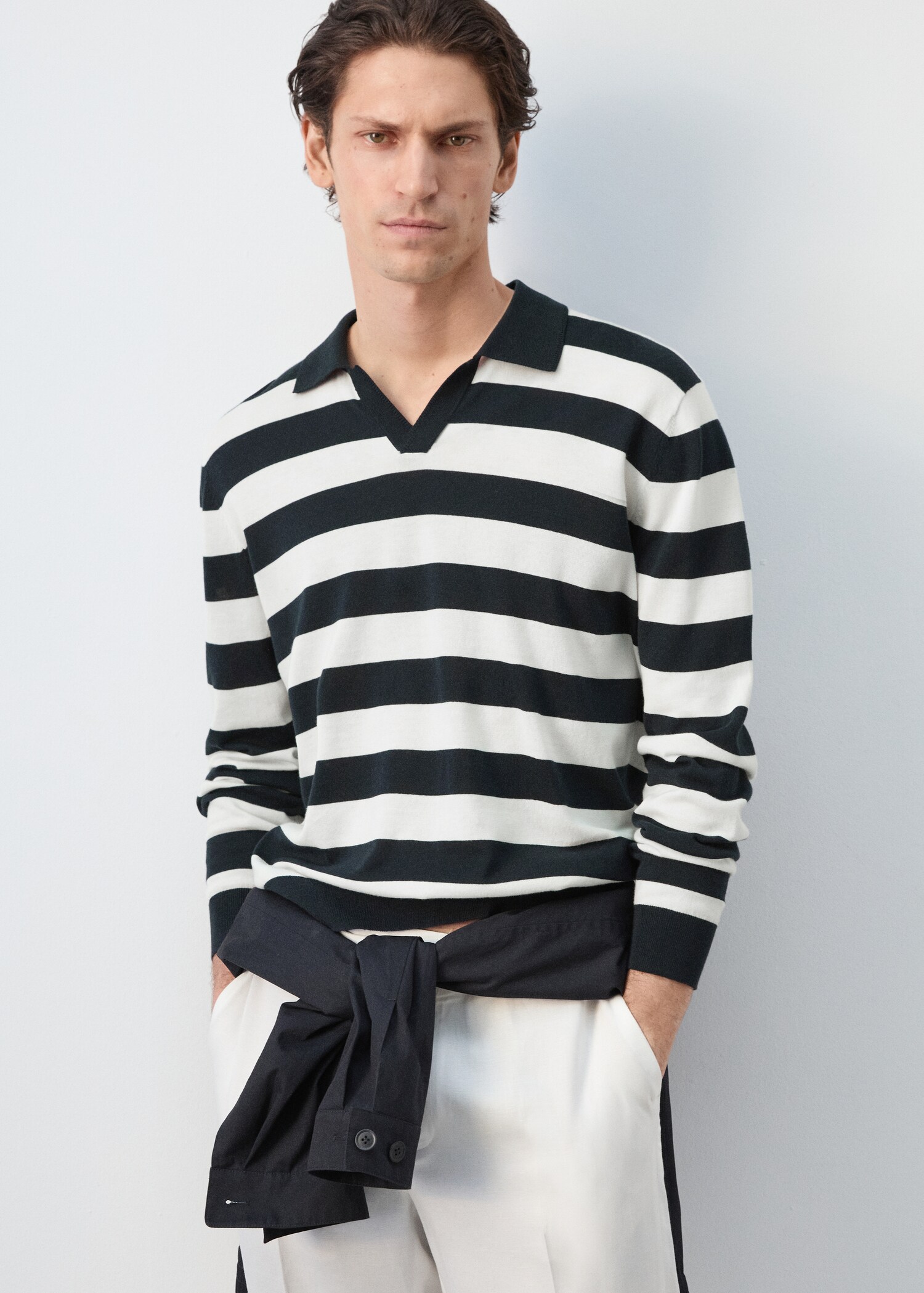 Fine knit polo sweater 100% cotton - Medium plane