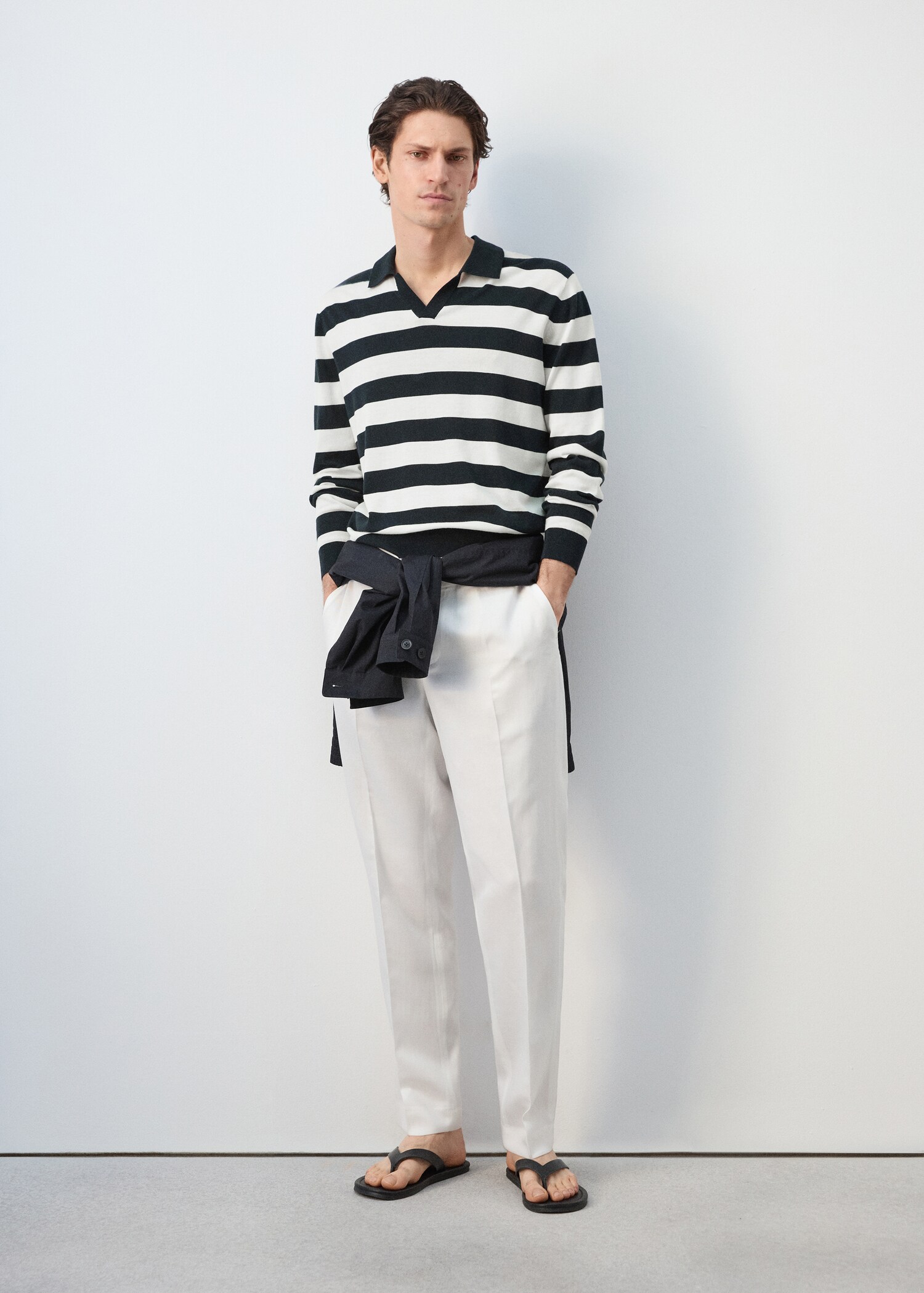 Fine knit polo sweater 100% cotton - General plane