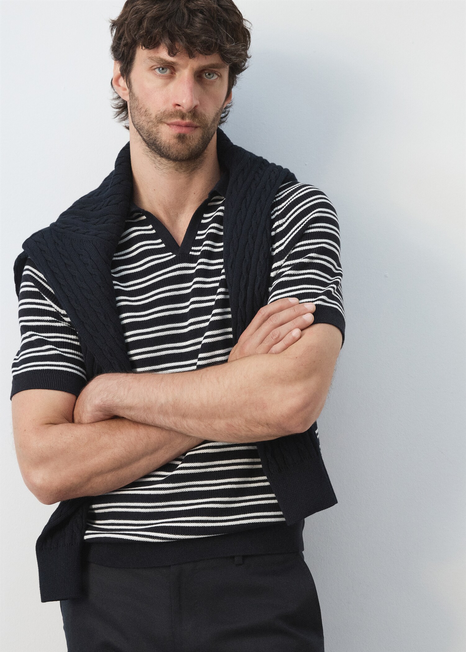 بولو 100% قطن بنمط مخطط - رؤية وسط