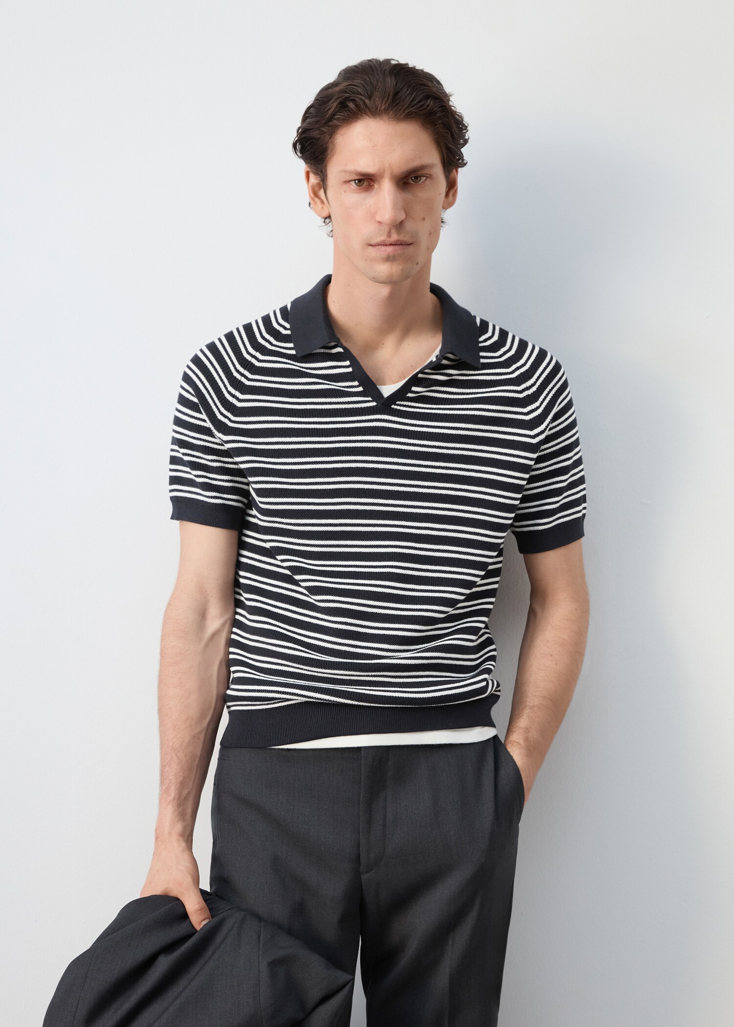 100% cotton striped jersey polo shirt - Medium plane