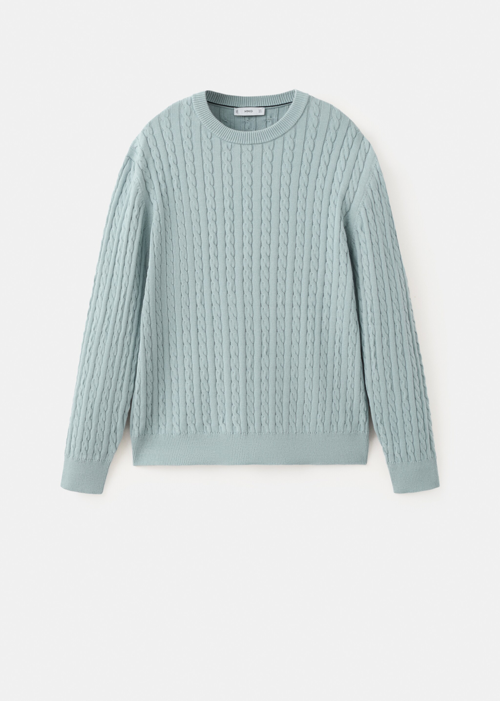 100% cotton cable knit sweater - Article without model, Aqua Green. Ref: 27065939-01.