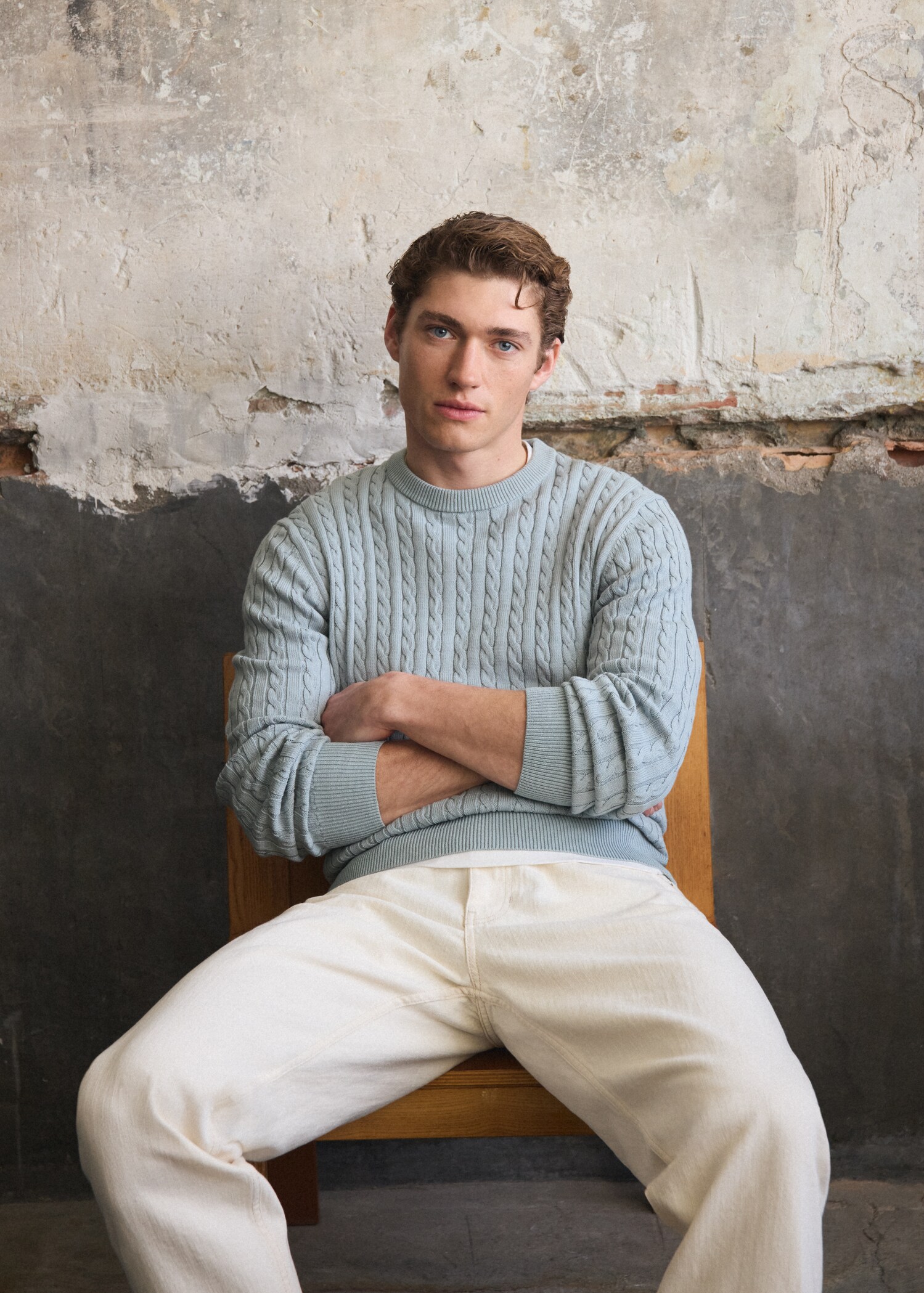 100% cotton cable knit sweater - Details of the article 5