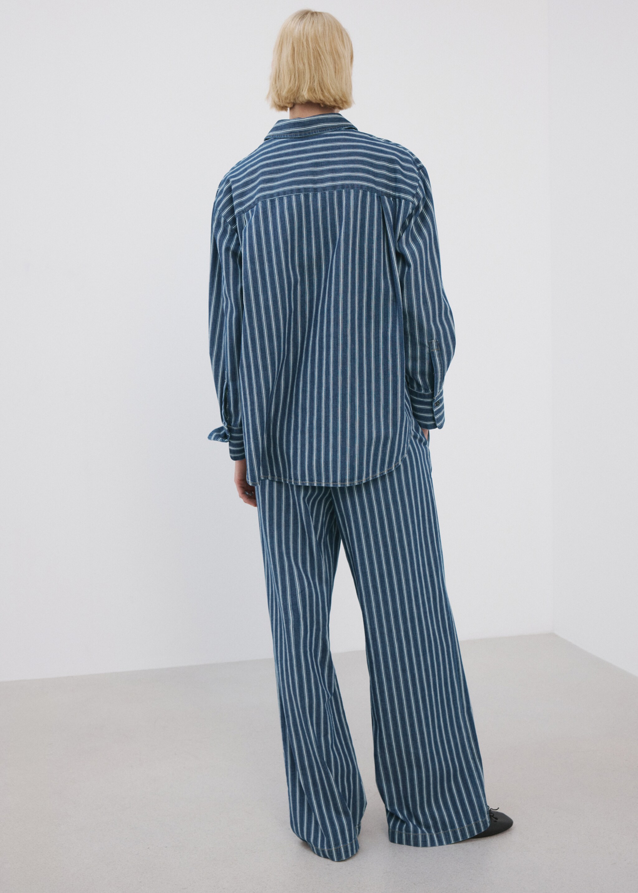 Pantalón recto rayas - Reverso del artículo, Azul. Ref: 27066342-01.