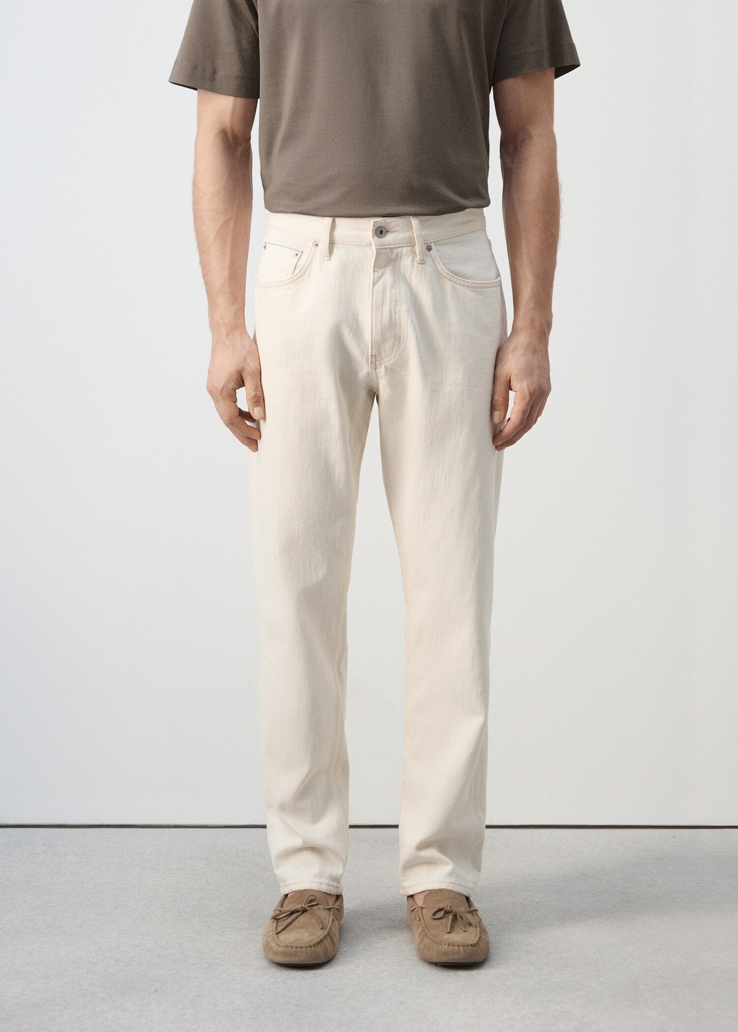 100% cotton regular fit cropped jeans - Medium plane