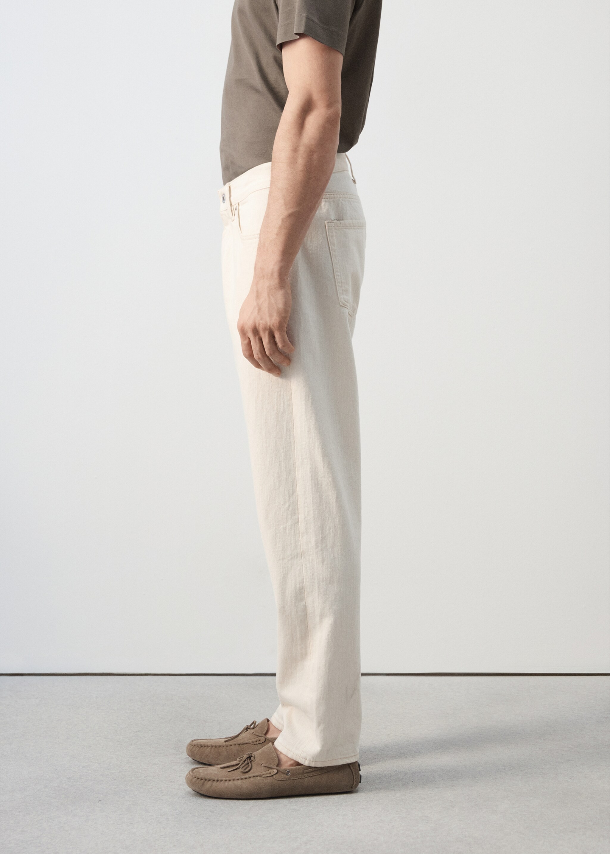 100% cotton regular fit cropped jeans - Details of the article 2, Off White. Ref: 27066739-01.