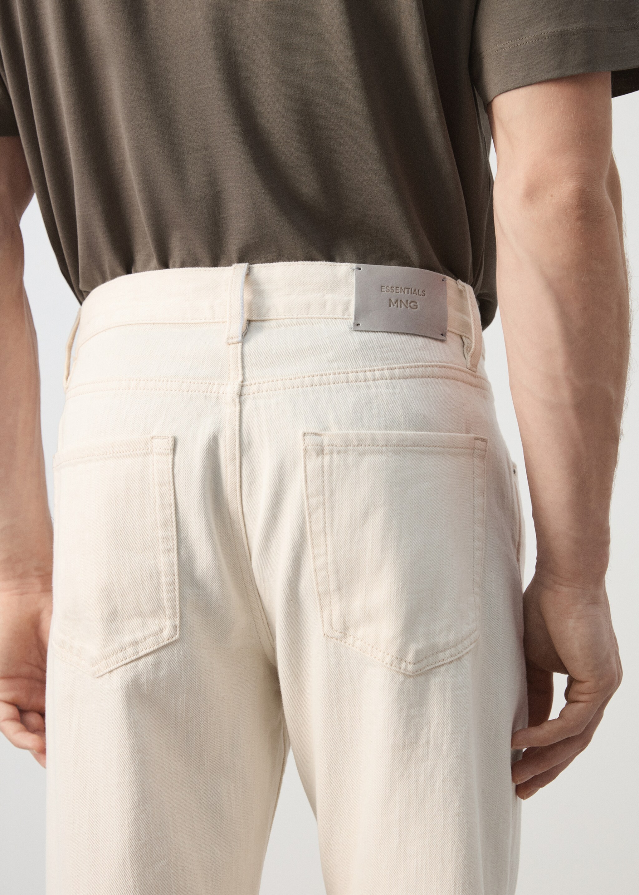100% cotton regular fit cropped jeans - Details of the article 4, Off White. Ref: 27066739-01.