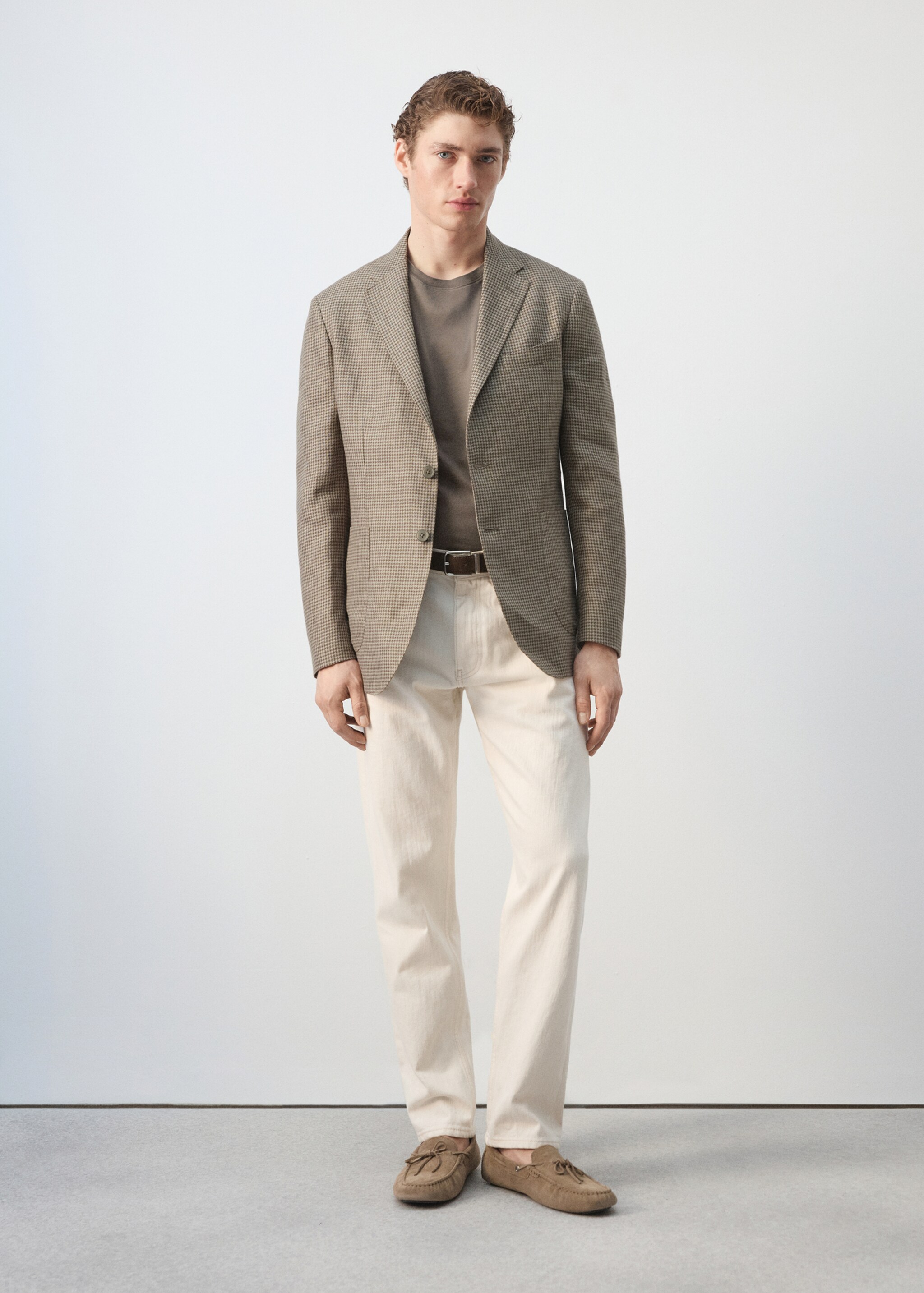 100% cotton regular fit cropped jeans - General plane, Off White. Ref: 27066739-01.