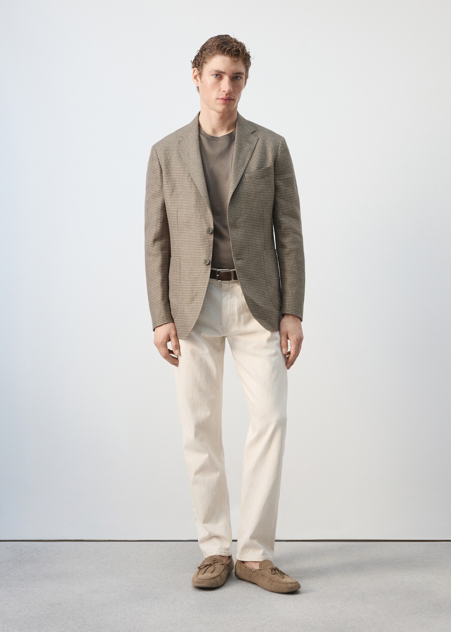 100% cotton regular fit cropped jeans - General plane