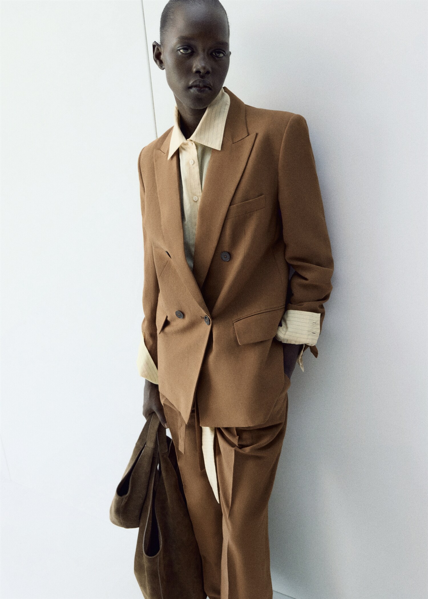 Double-breasted linen suit jacket - Medium plane