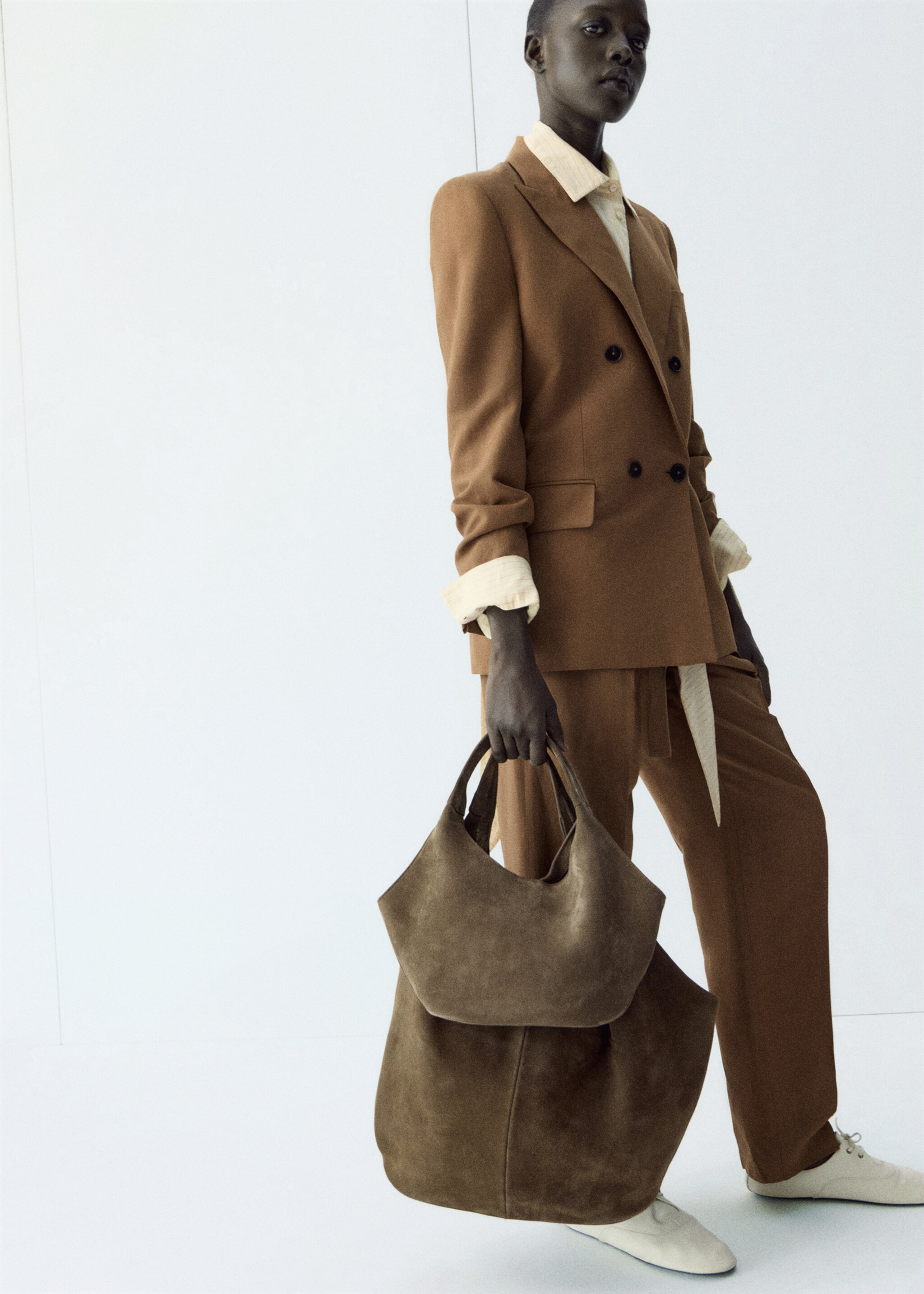 Double-breasted linen suit jacket - General plane, Caramel. Ref: 27066742-02.