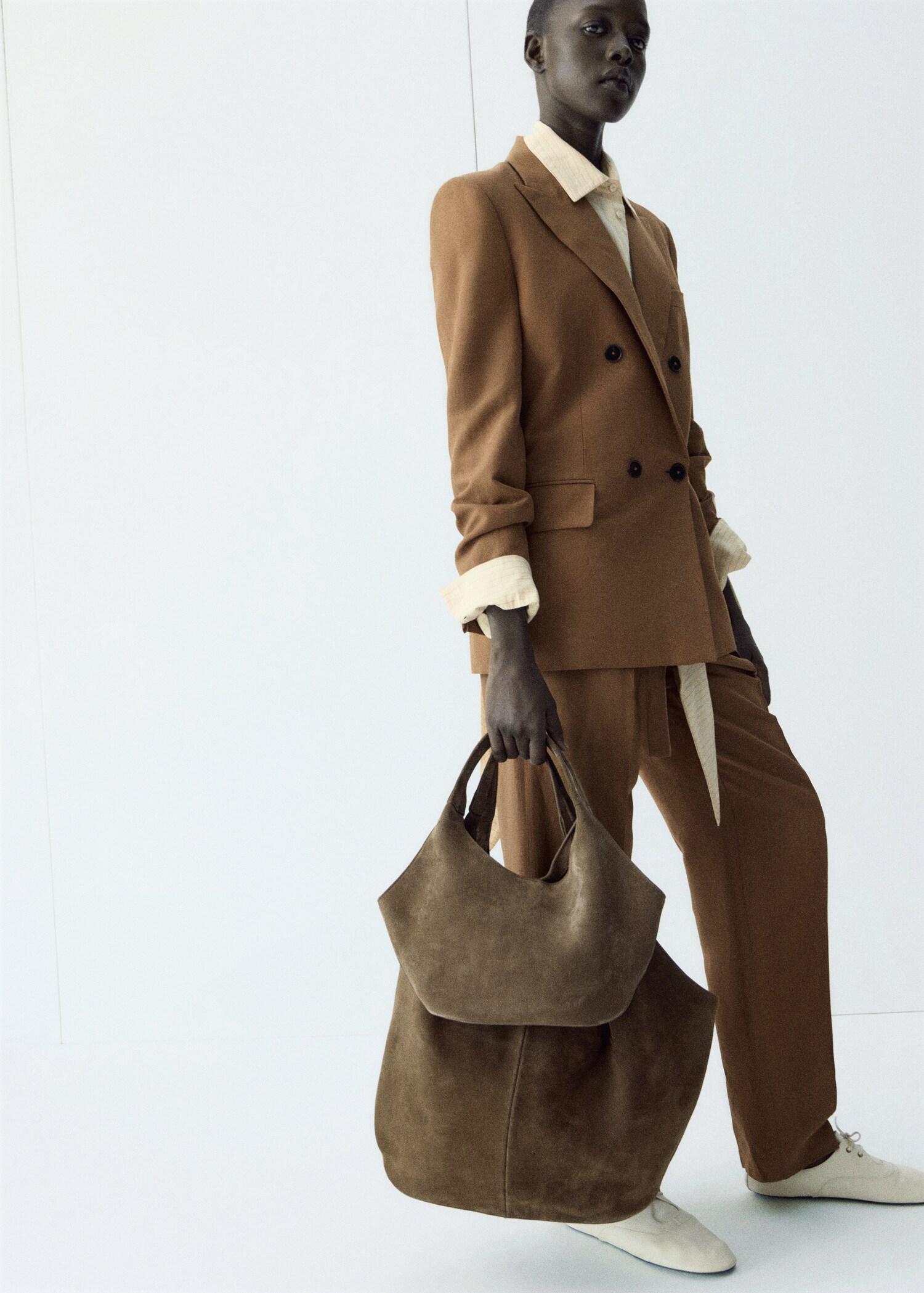 Double-breasted linen suit jacket - General plane