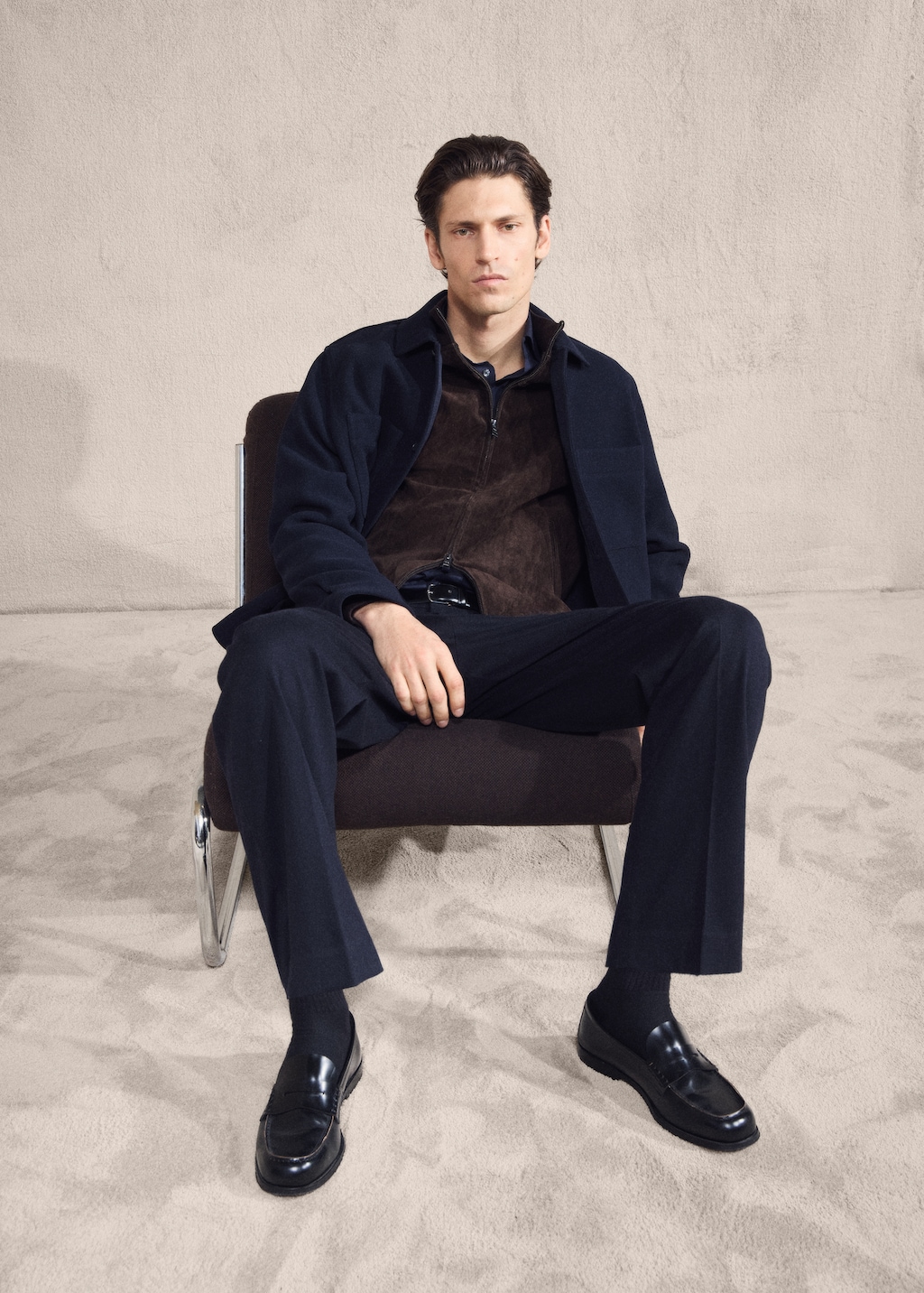 Combined leather and suede jacket