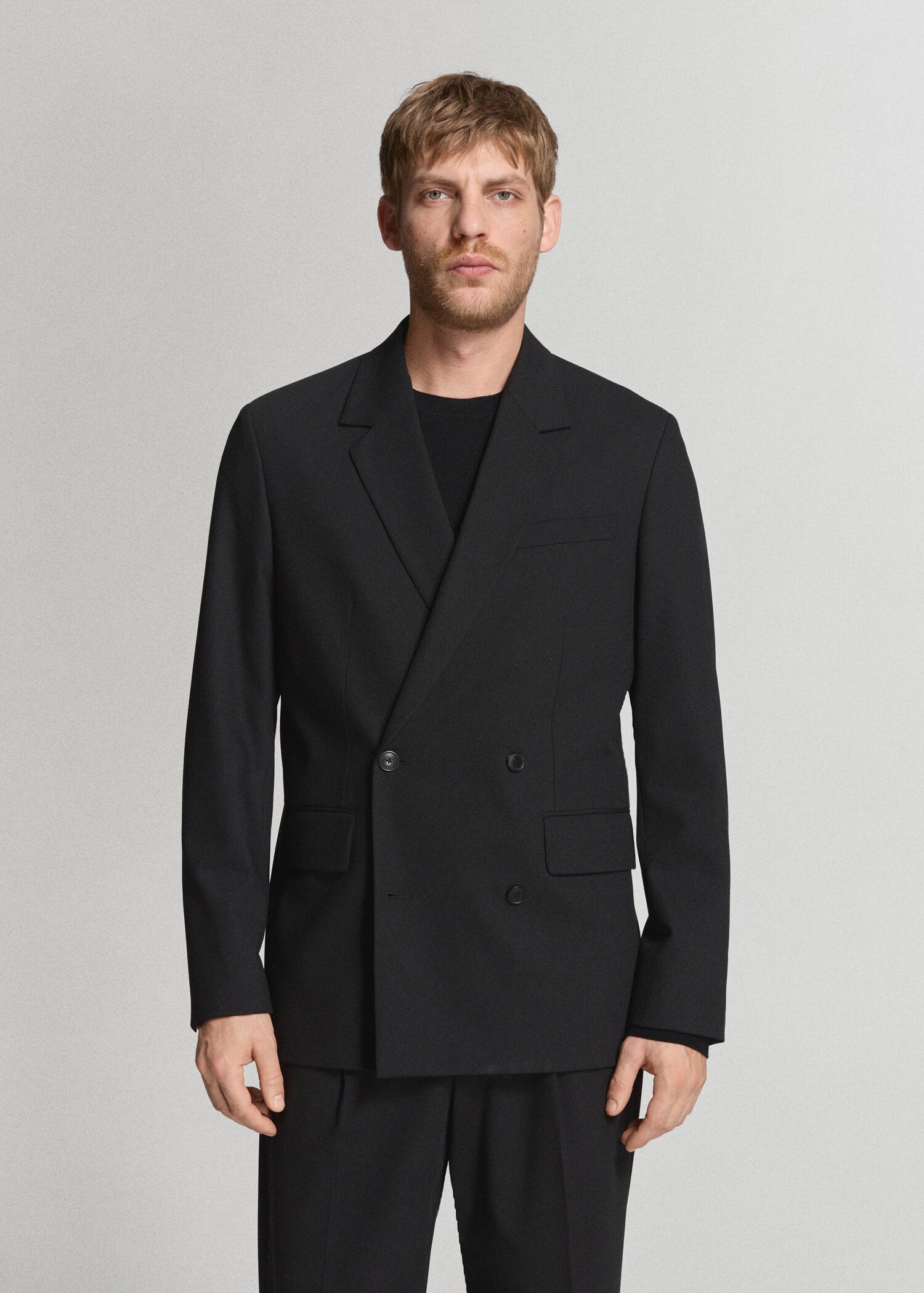 Veste de costume Boston coupe regular croisée - Plan moyen