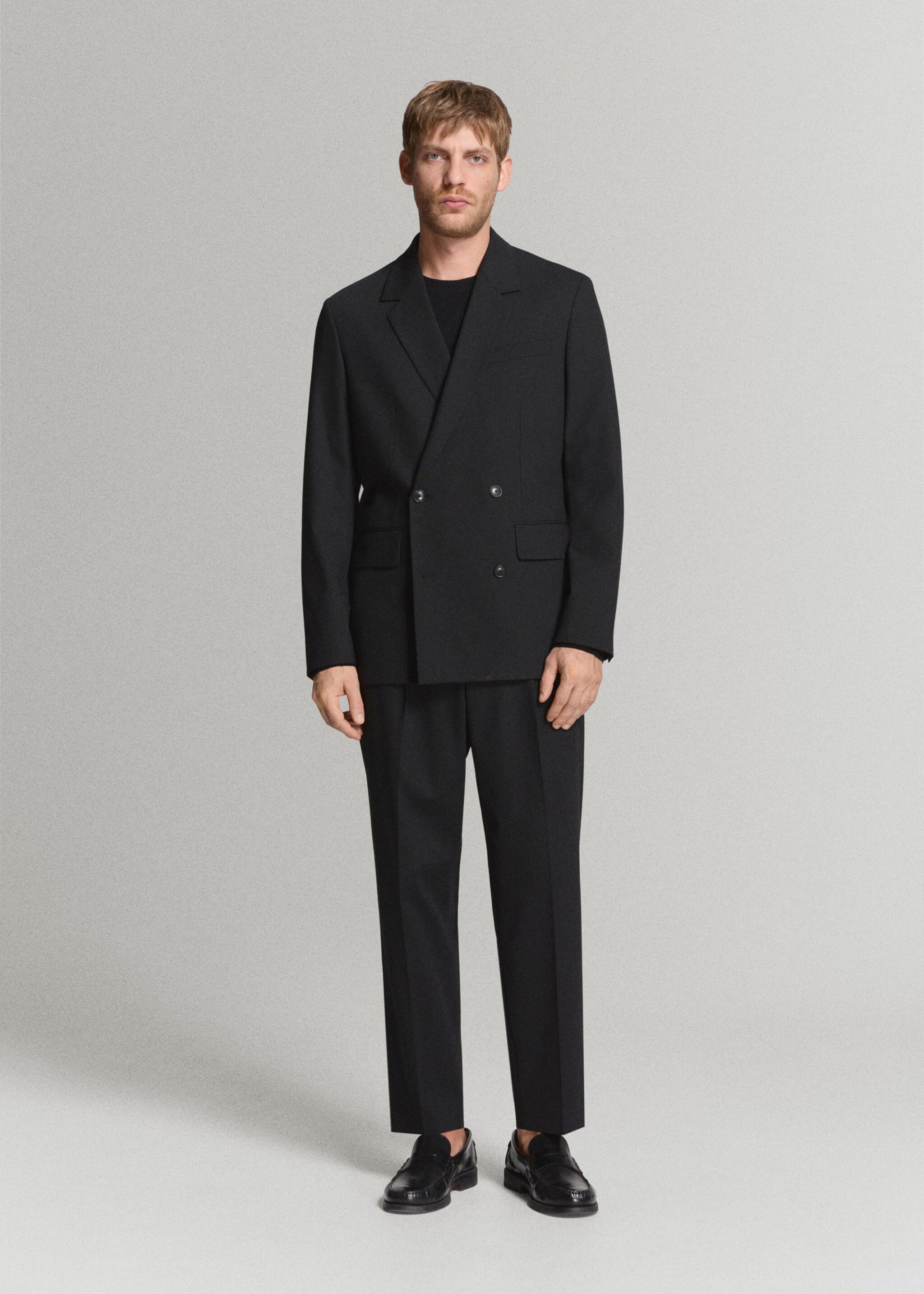 Veste de costume Boston coupe regular croisée - Plan général, Noir. Ref: 27071262-01.