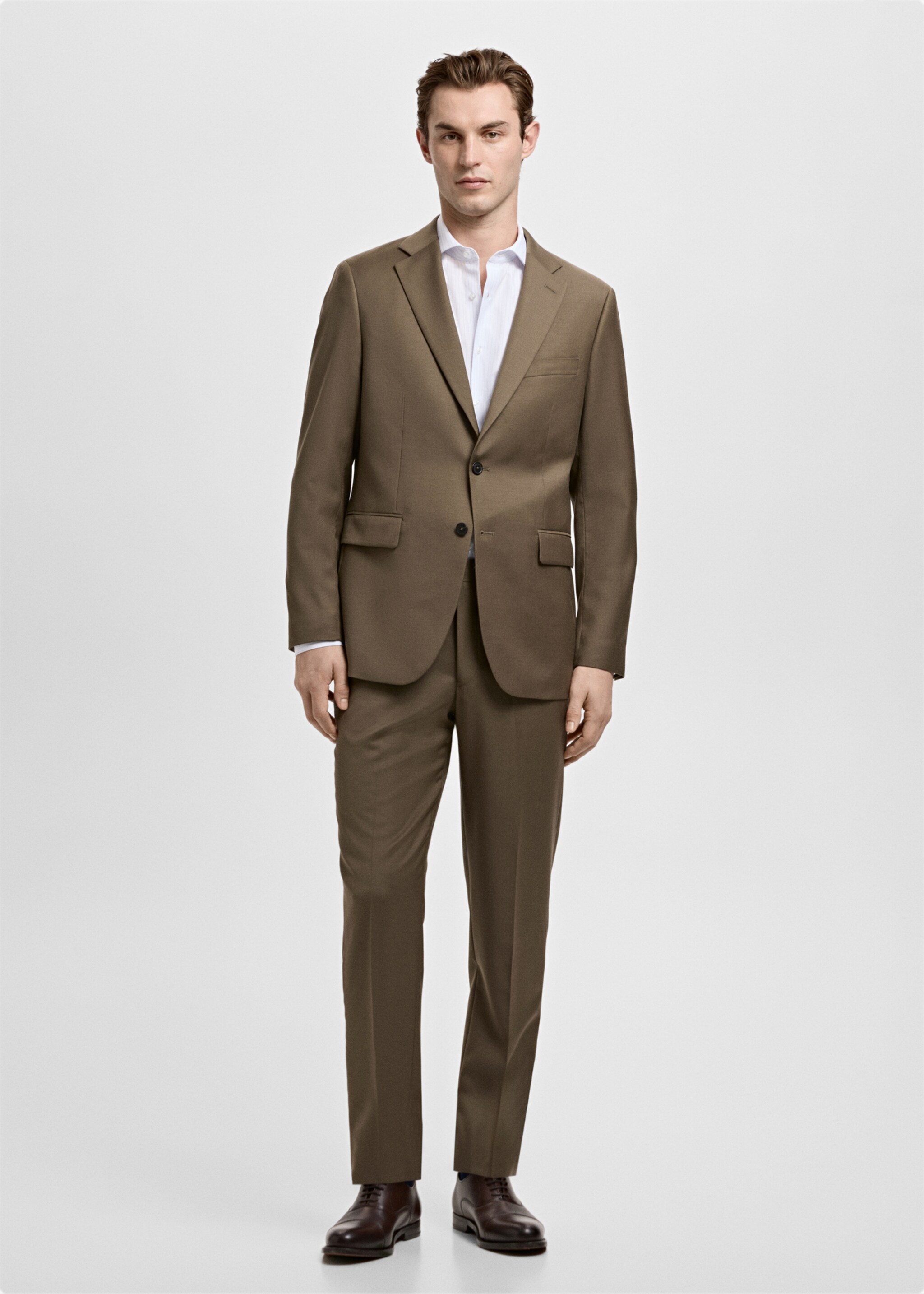 Turin 100% virgin wool suit jacket - General plane, Brown. Ref: 27071271-01.