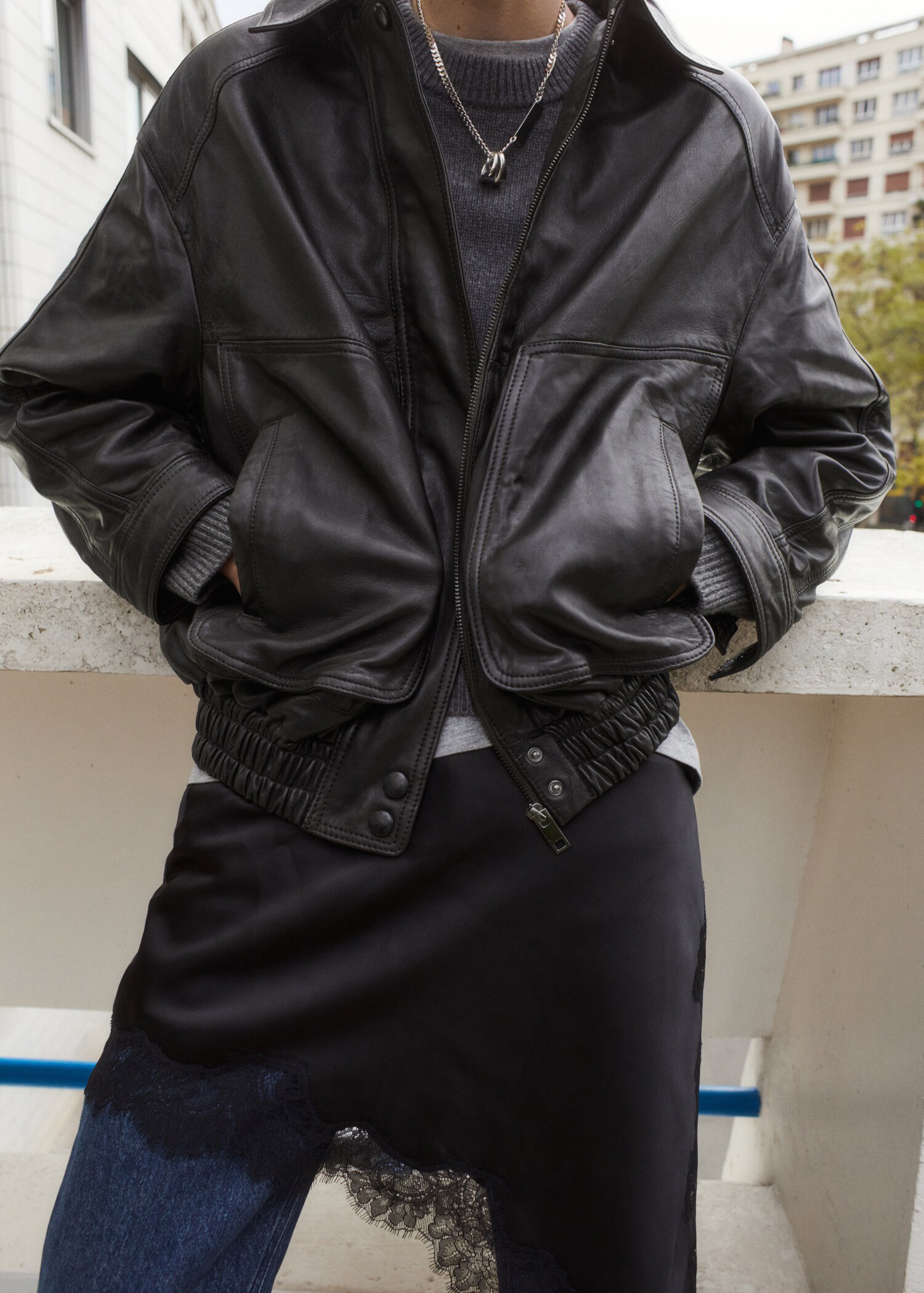 Oversized leather jacket - Medium plane