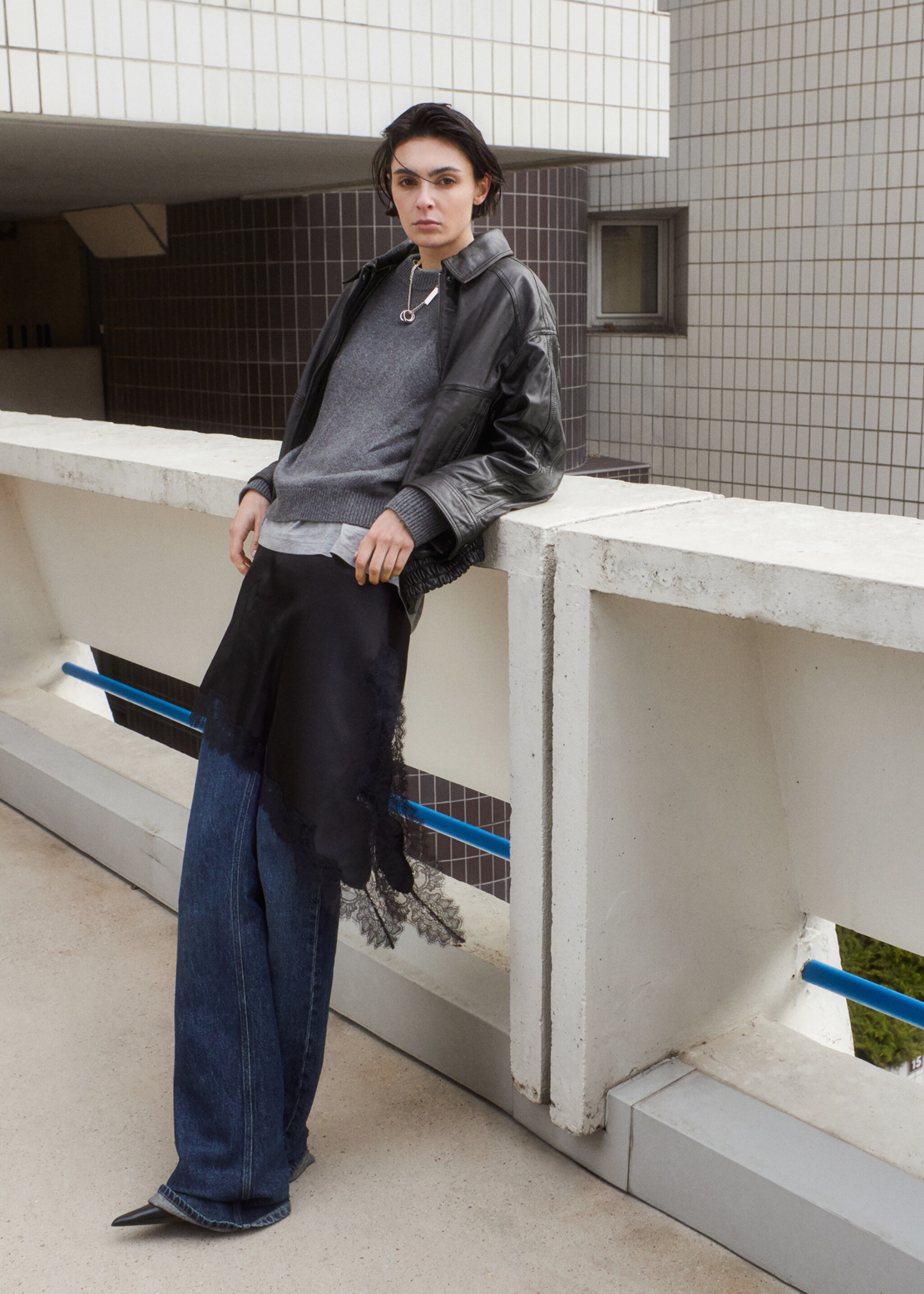 Oversized leather jacket - General plane, Brown. Ref: 27071285-01.