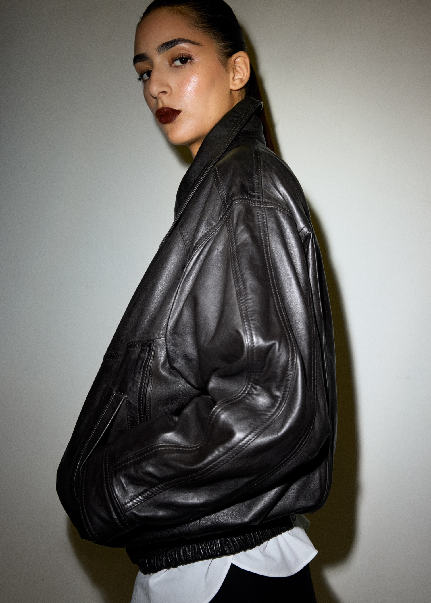 Oversized leather jacket - Medium plane