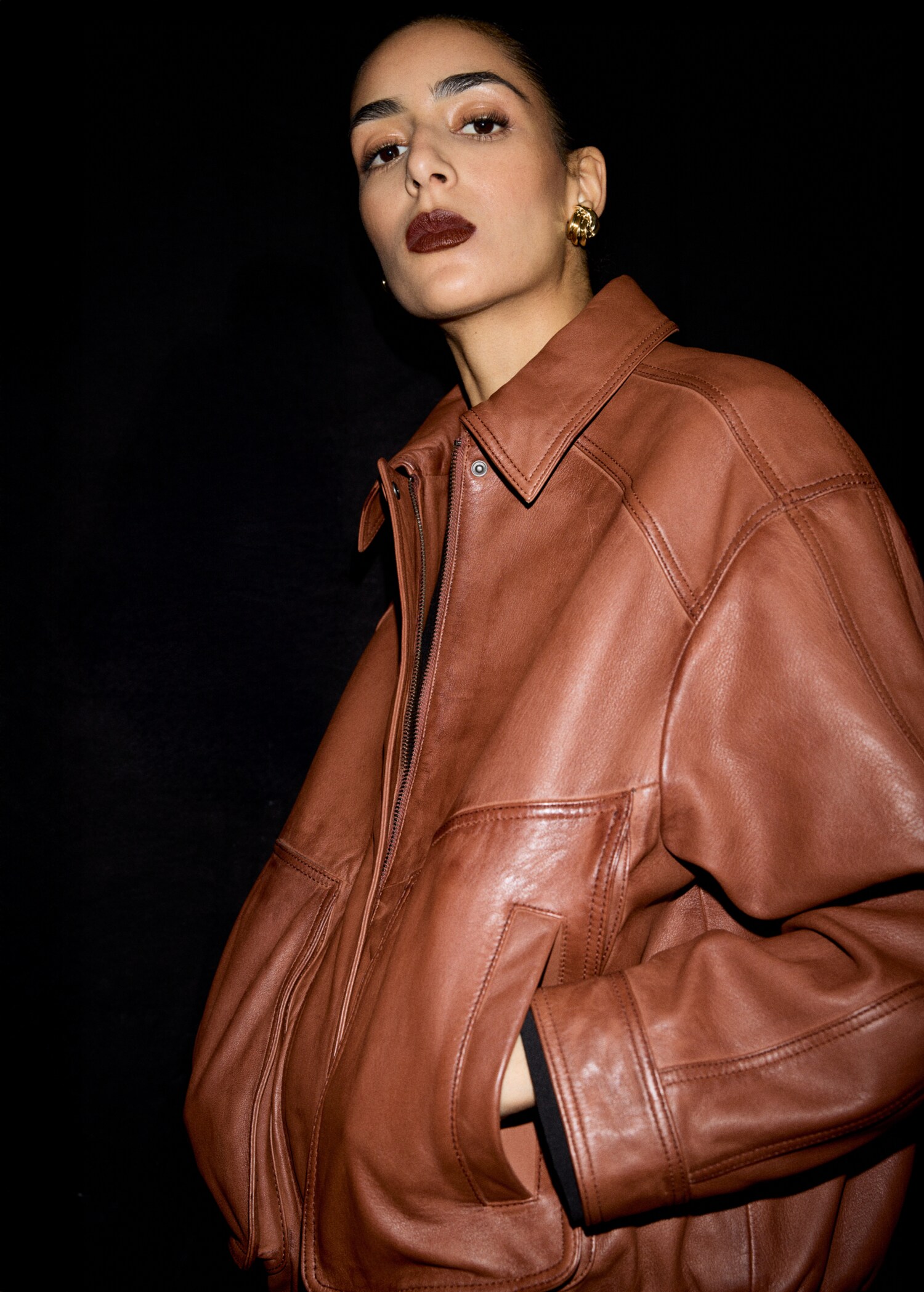 Oversized leather jacket - Details of the article 2