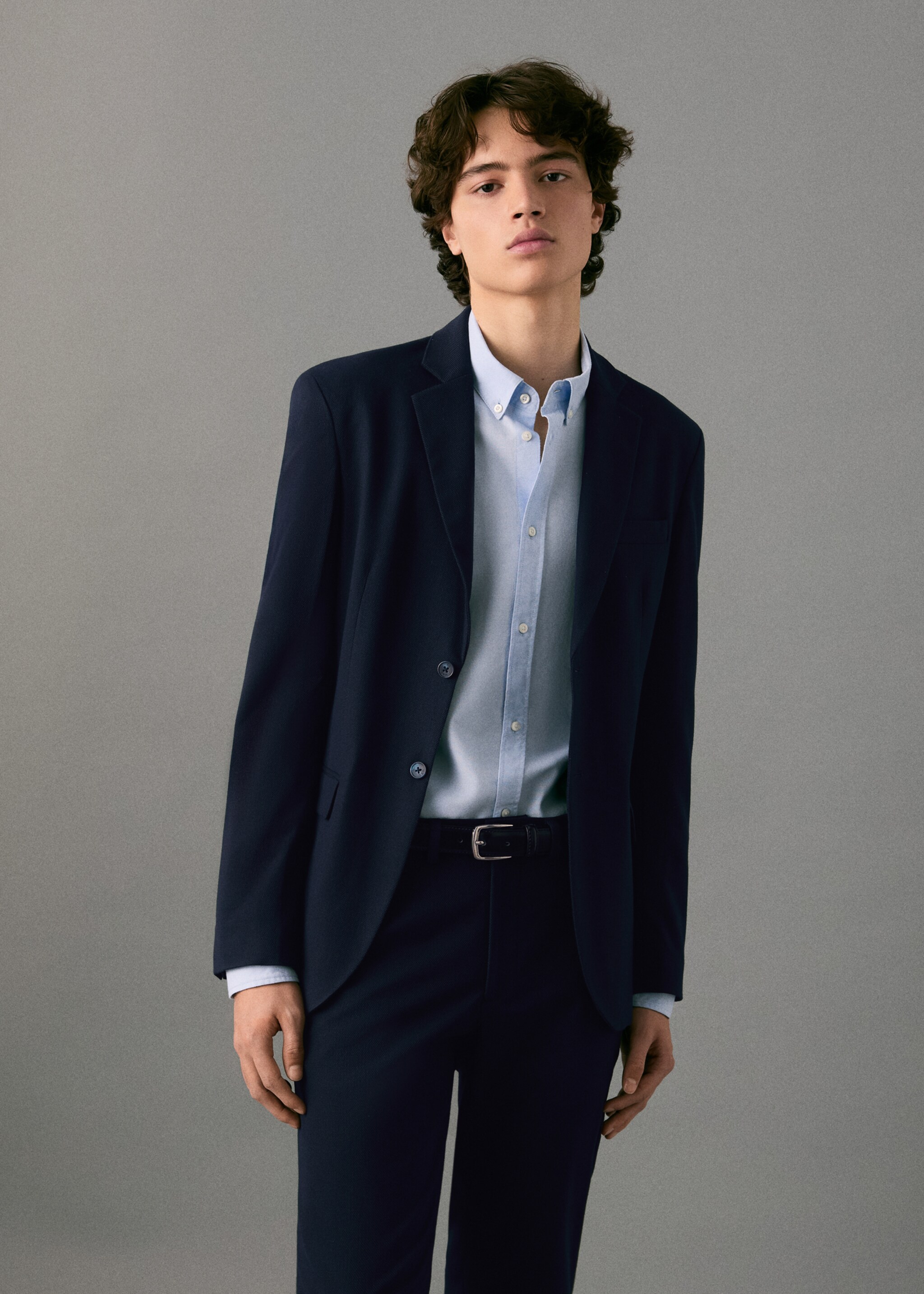 Straight-fit suit jacket - Medium plane, Navy. Ref: 27071315-01.