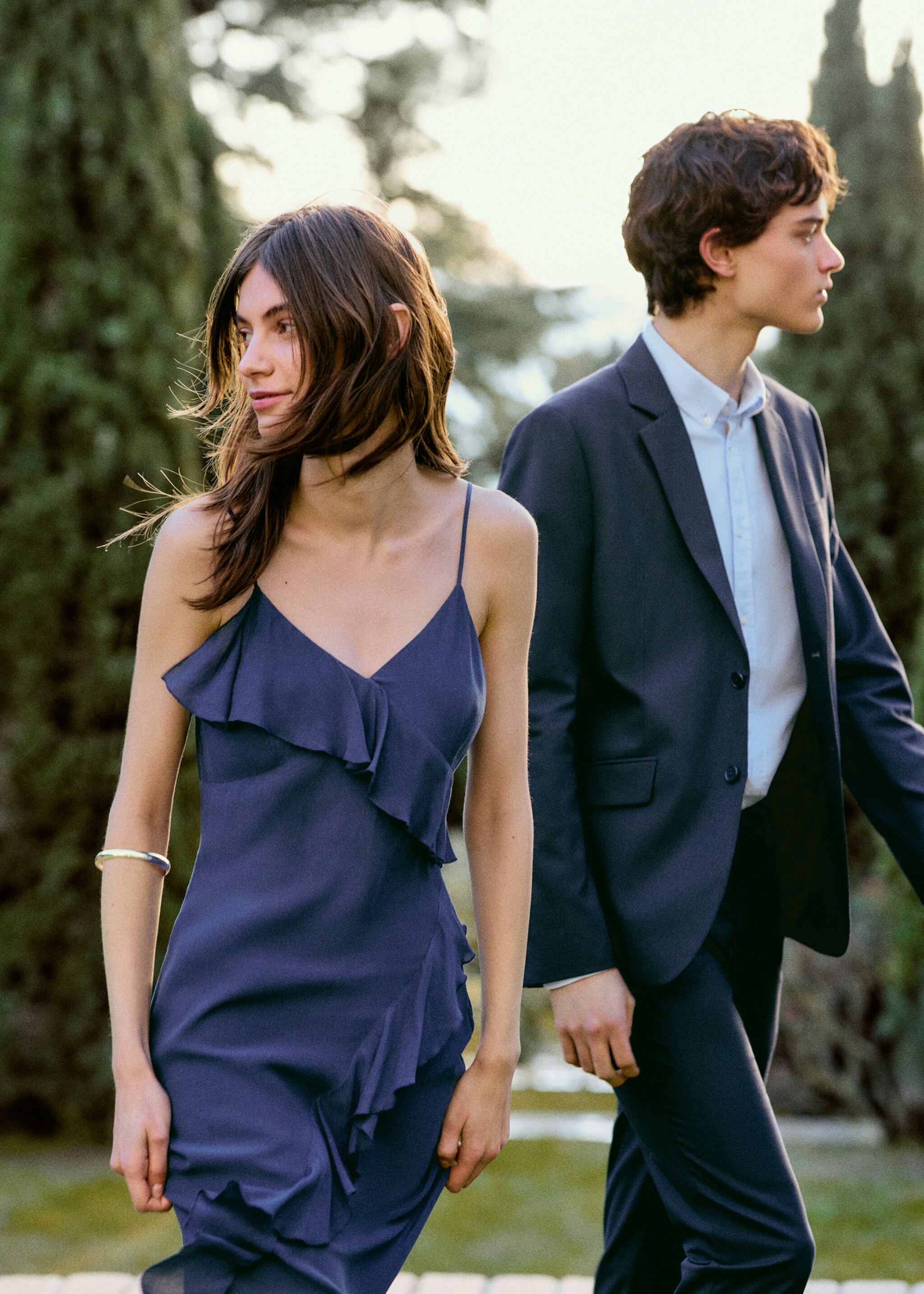 Straight-fit suit jacket - Details of the article 5, Navy. Ref: 27071315-01.