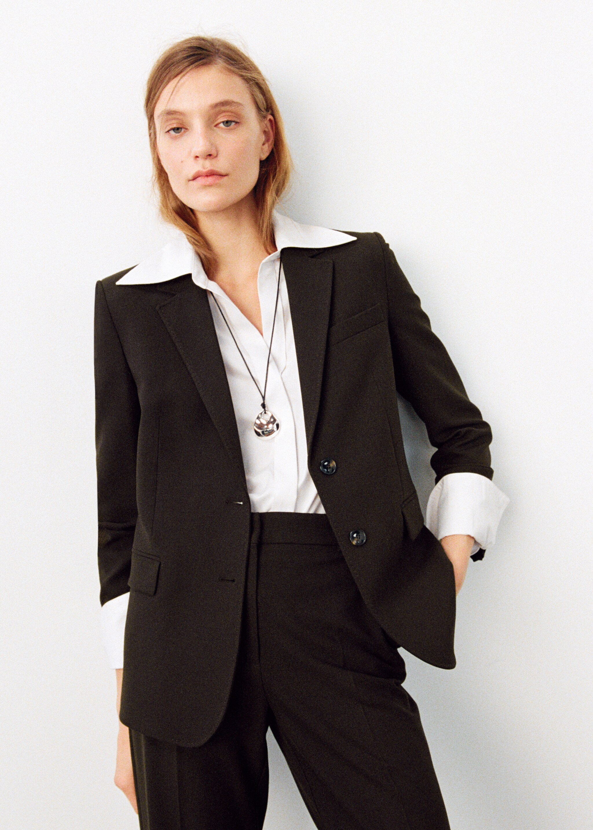 Blazer de fato reto - Plano médio, Chocolate. Ref: 27071328-01.