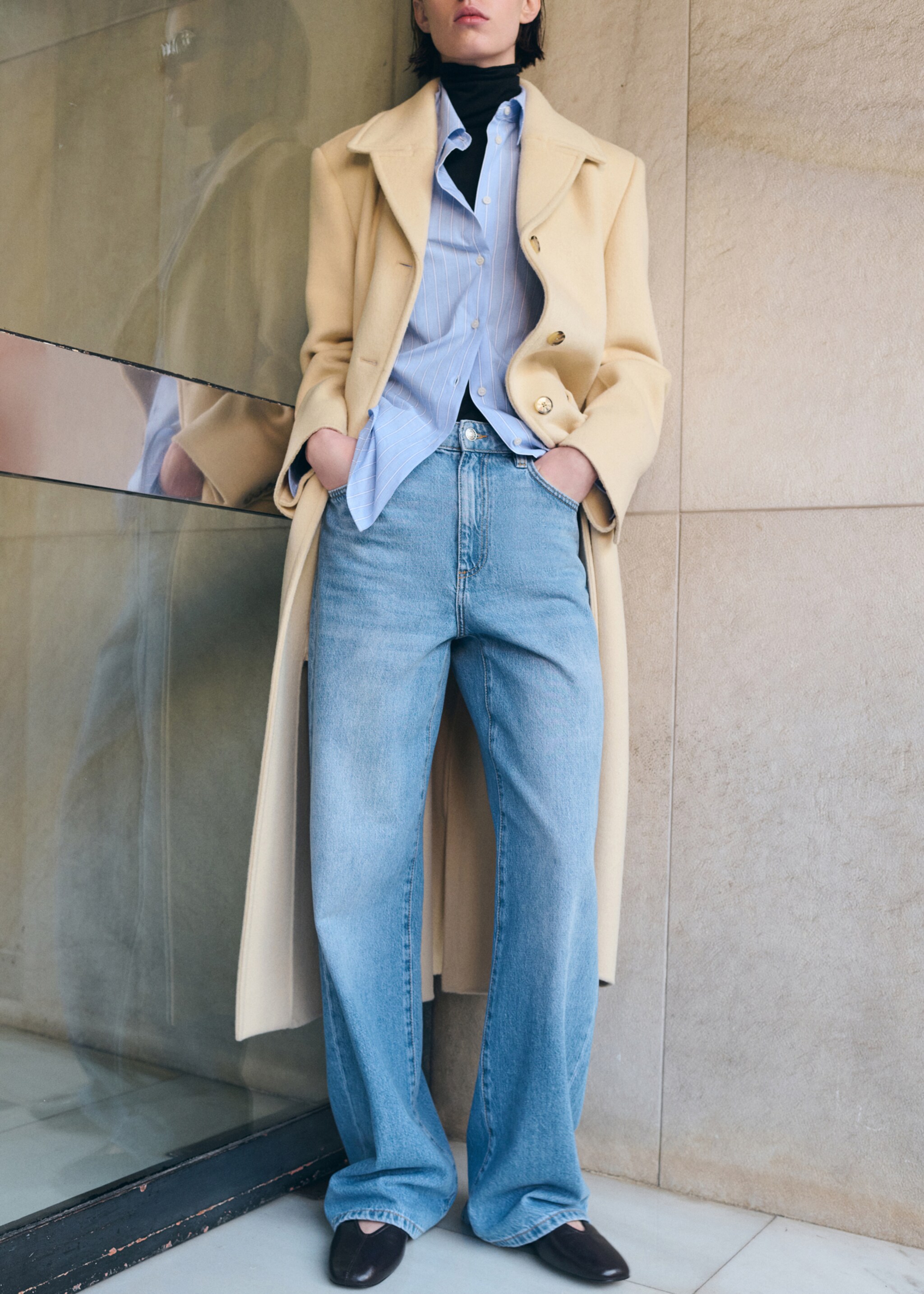 Jeans Danila wide leg tiro alto - Plano general, Azul medio. Ref: 27073290-01.