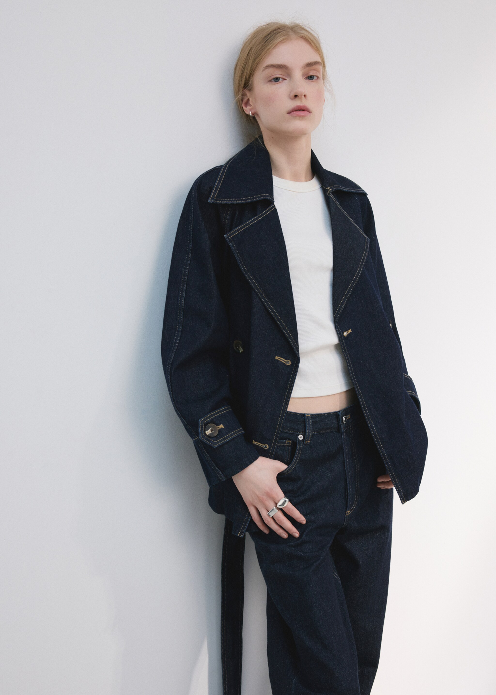 Straight low-waist jeans - Details of the article 1, Open Blue. Ref: 27074072-01.