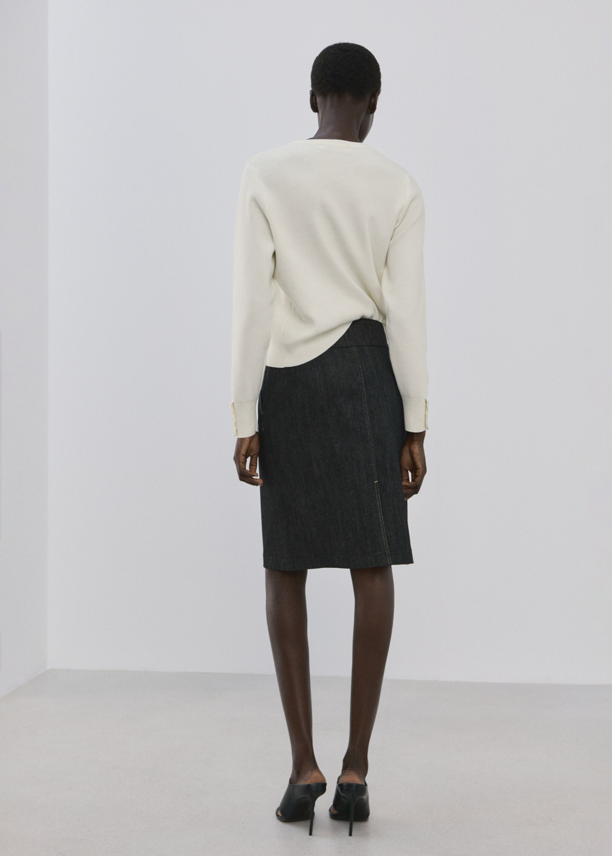 Sweater manset berkancing - Versi terbalik dari barang, Warna ecru. Ref: 27074084-01.