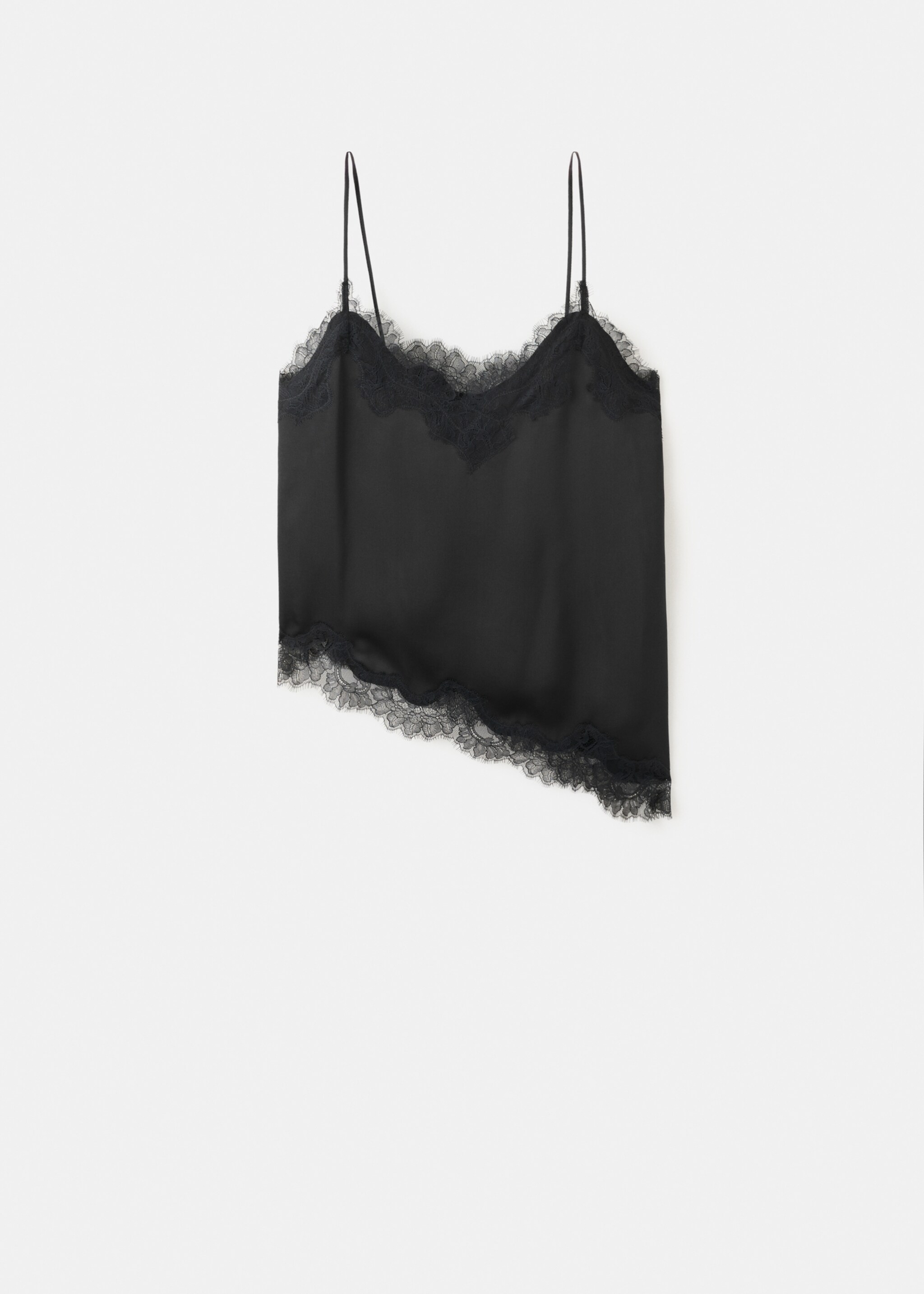 Asymmetric lace camisole top - Article without model, Black. Ref: 27074089-01.
