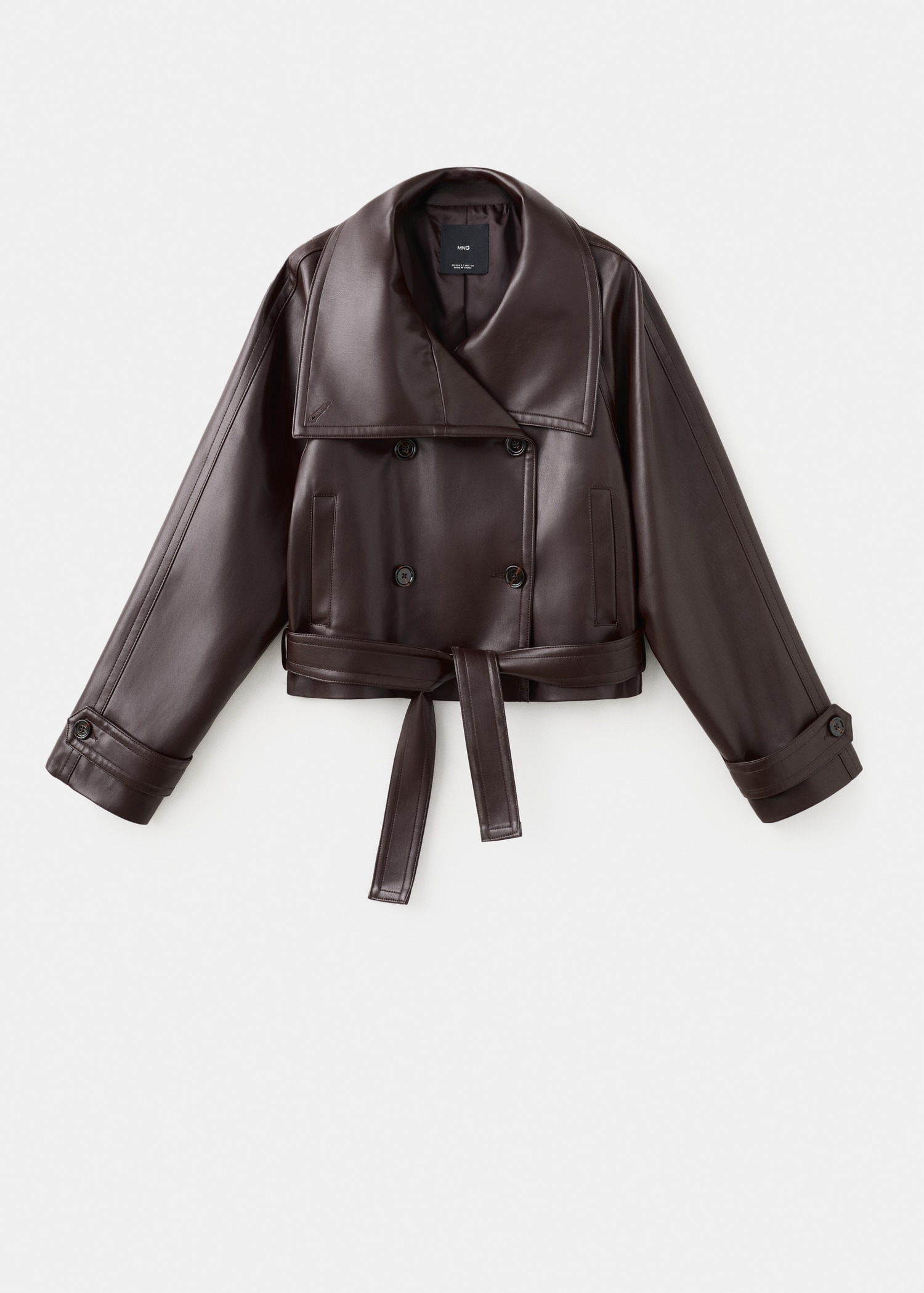 Faux-leather jacket with maxi lapels - Article without model